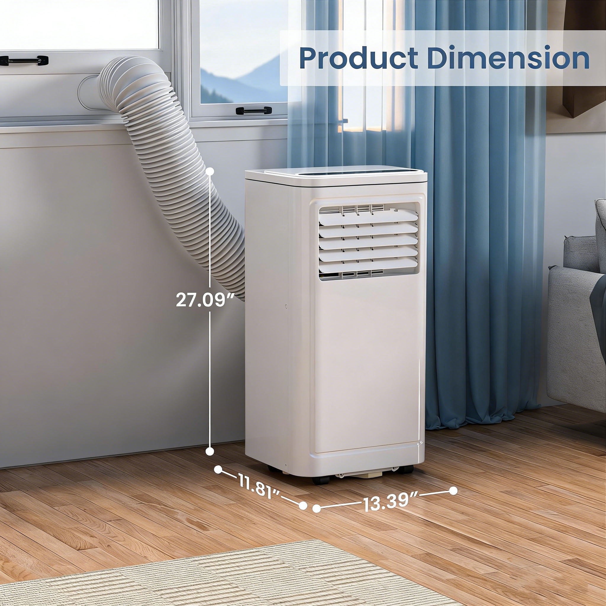 Moifoi 8000 BTU Portable Air Conditioner, 3-in-1 Cooling, Dehumidifying, and Fan Unit for Rooms up to 350 sq ft (White) oq3ou