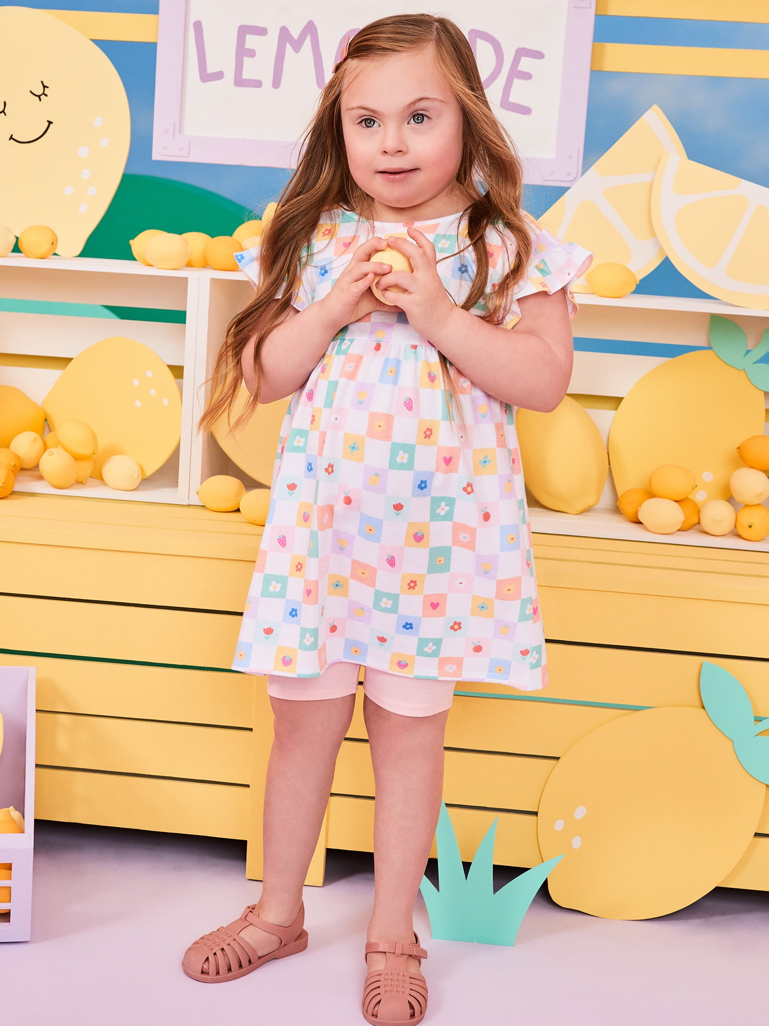 Garanimals Baby & Toddler Girl 2-Piece Cotton Dress and Biker Shorts Set (White, 0-6T) 4c55y
