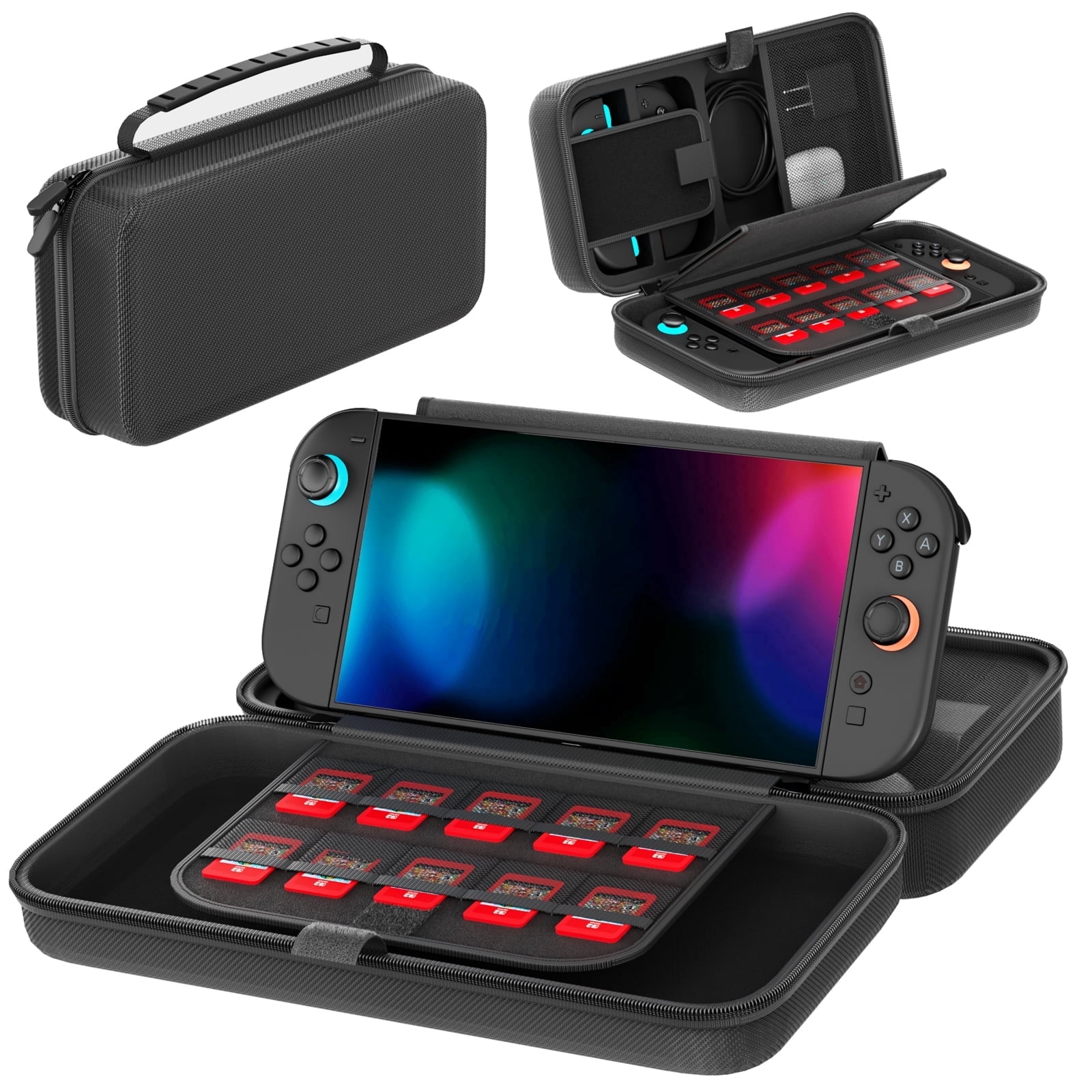 OIVO Carrying Case for Switch 2, Switch OLED, and Original Console (Black, 20 Game Card Slots) 1usvj
