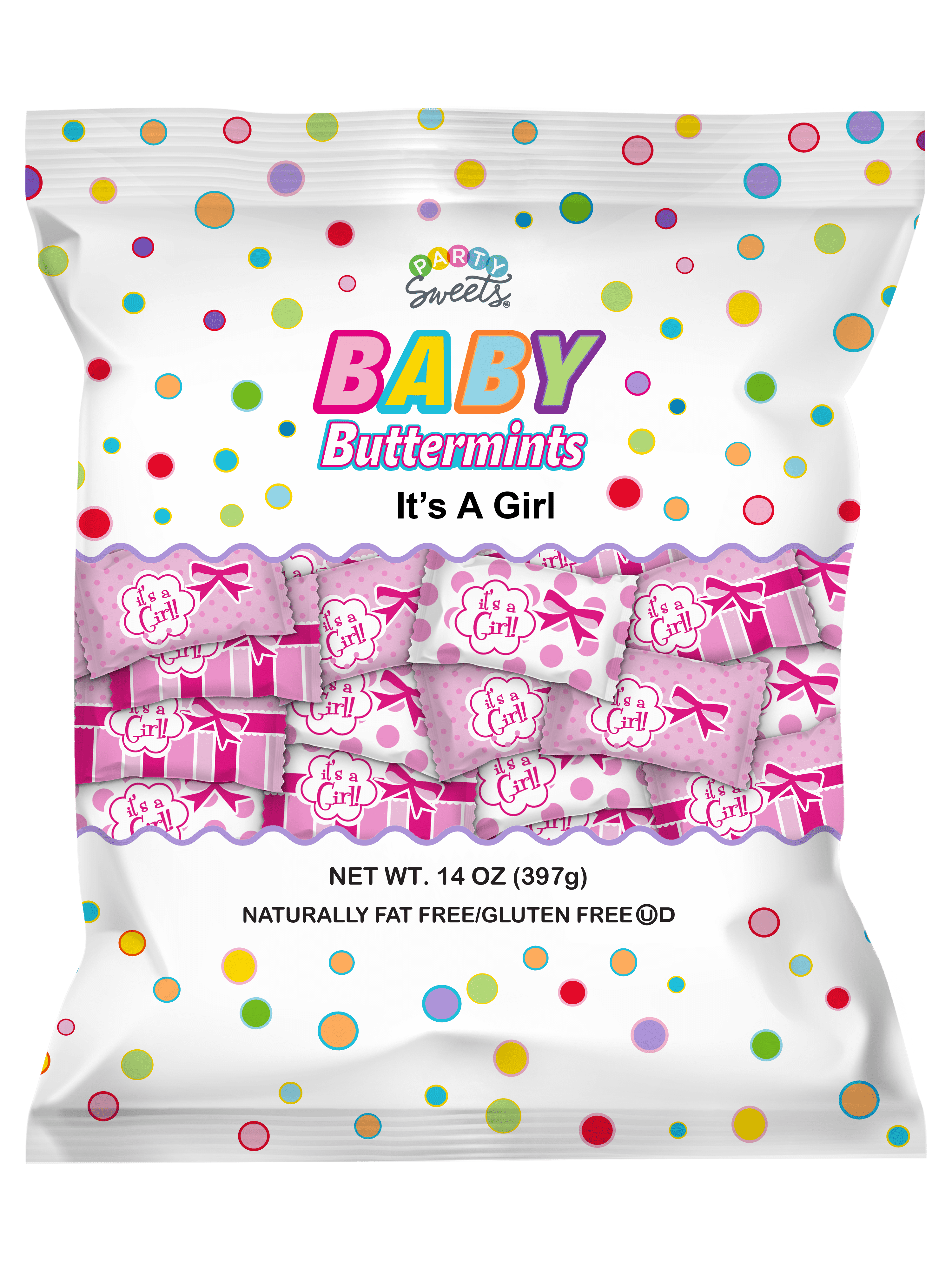 Party Sweets It's A Girl Buttermints Creamy Baby Shower Candy (Pink, 14 oz) l1m6t