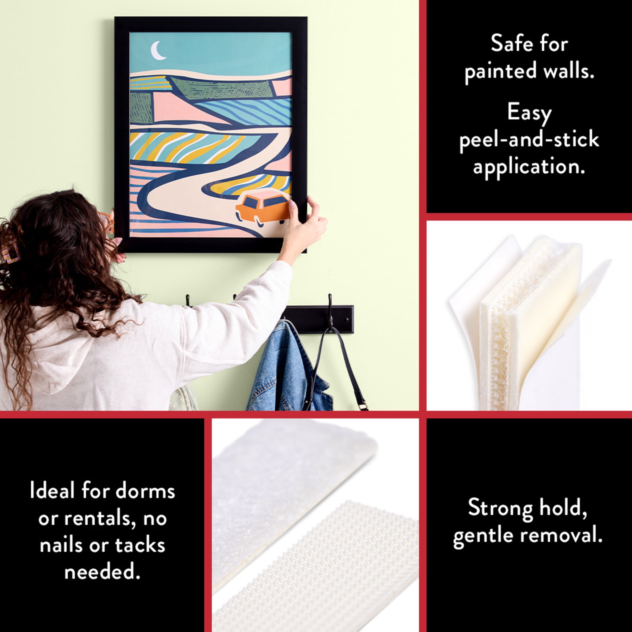 Hyper Tough Removable Adhesive Picture Hanging Strips (White, 60 Piece) l74rg