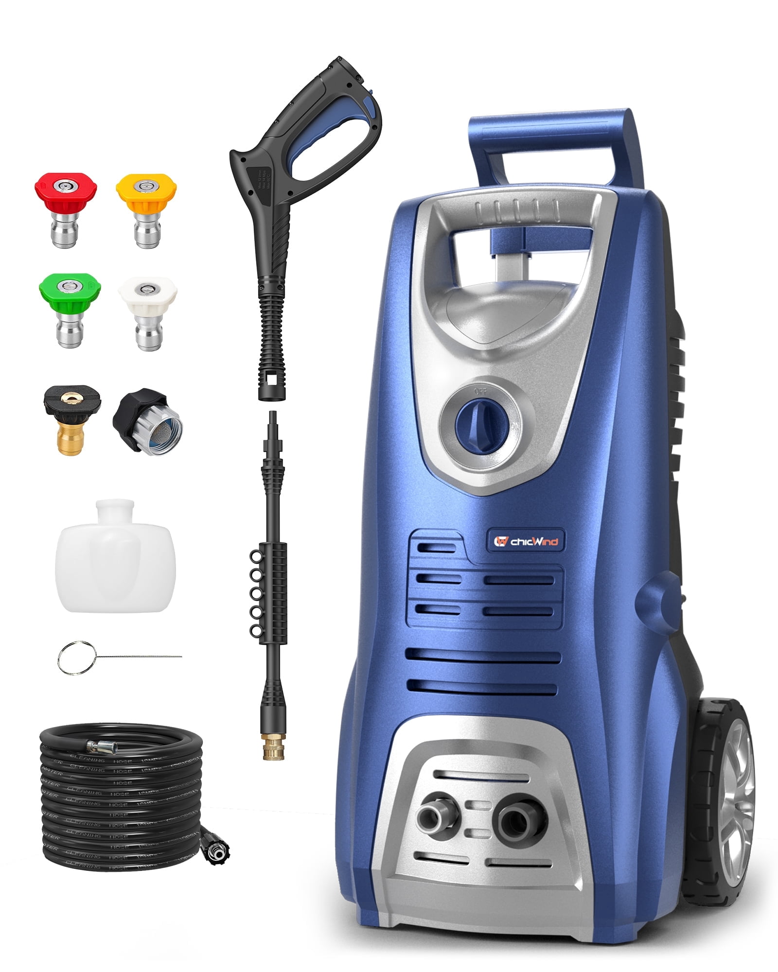 ChicWind 1950 PSI Electric Pressure Washer, 1.55 GPM High-Pressure Cleaner with Foam Cannon (27 ft Hose) xlmbd