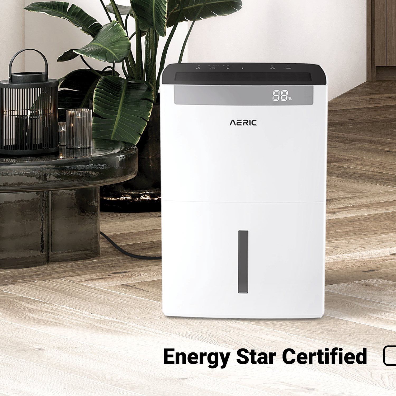 Aeric 50-Pint Portable Dehumidifier for Large Rooms up to 4500 Sq Ft with Drain Hose (White) d0y68