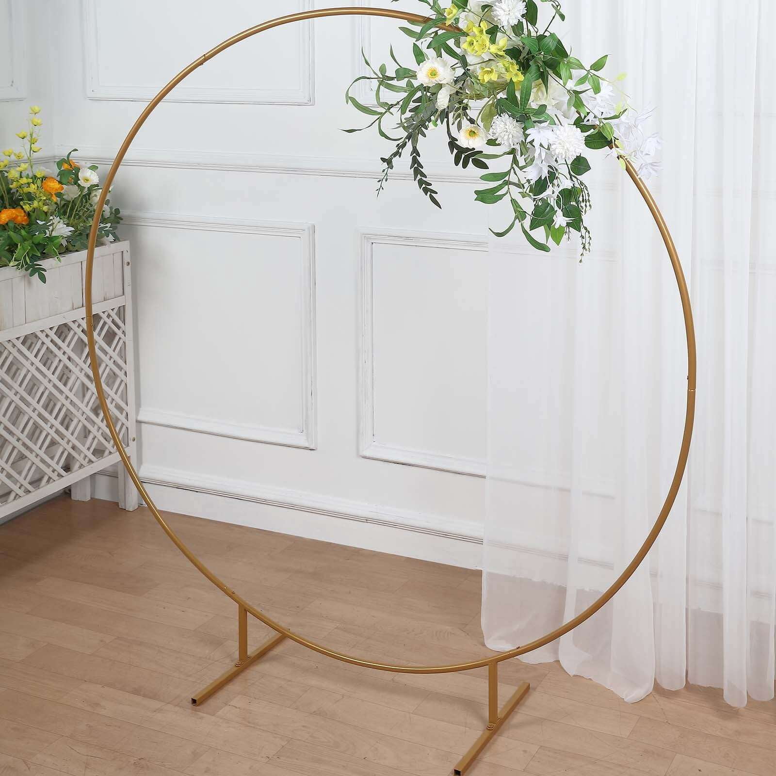 Efavormart 5ft Gold Metal Round Backdrop Stand for Wedding Arch and Party Decorations (Gold, 5ft) 75rjd
