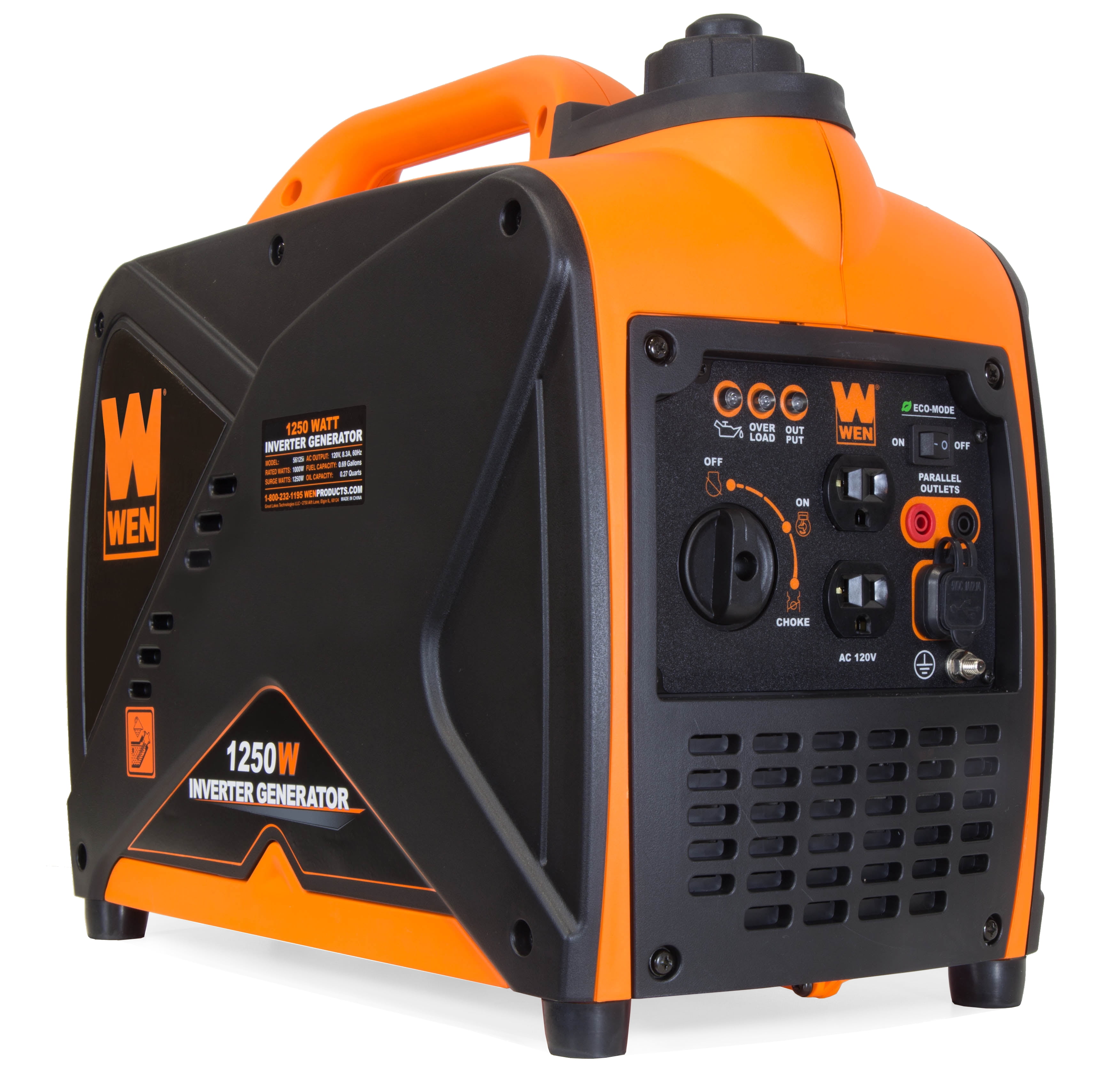 WEN 1250-Watt Gas-Powered Inverter Generator (Quiet Portable Power, 1250 Surge Watts) 47gra