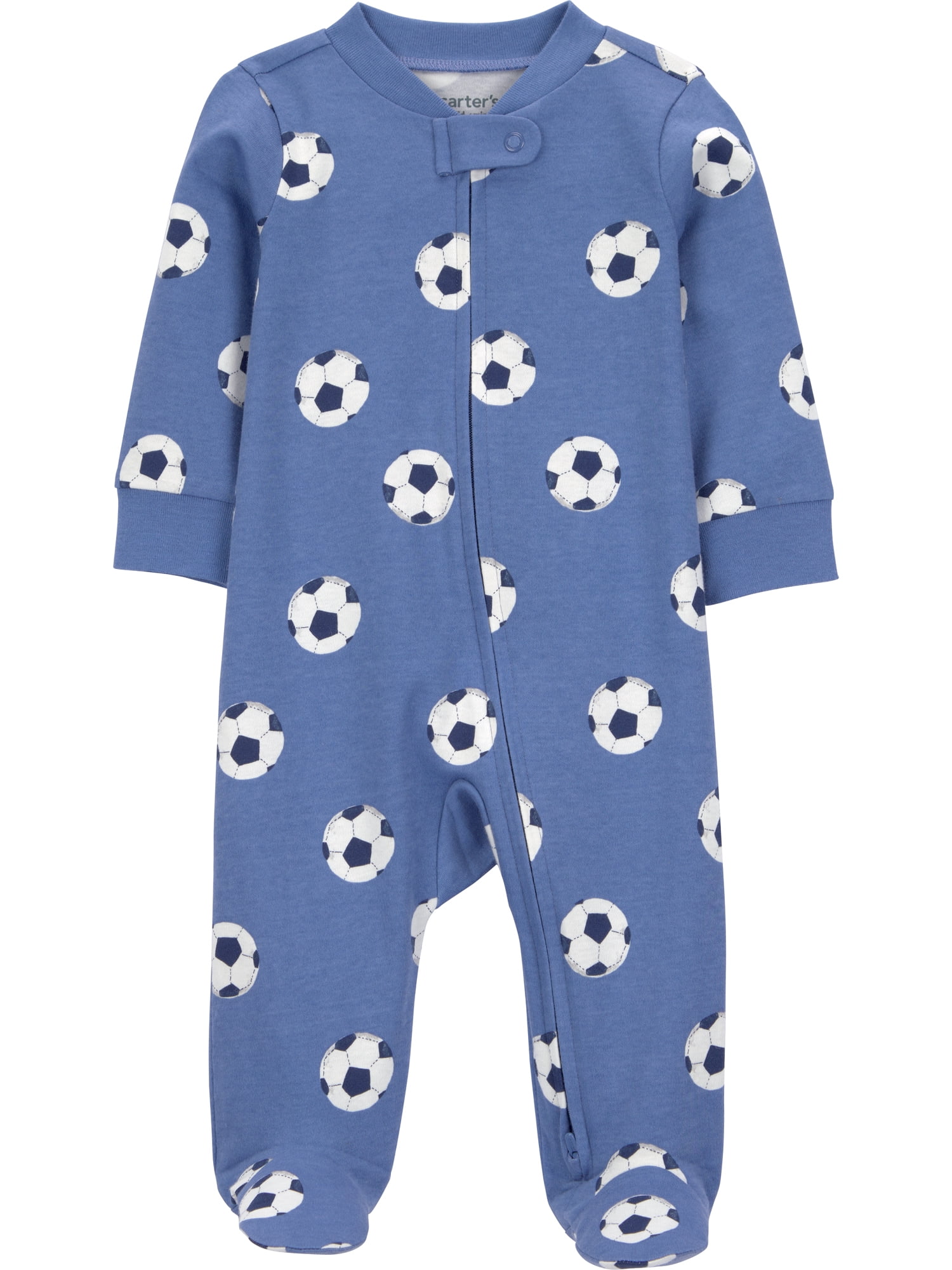 Carter's Child of Mine Baby Sleep 'N Play Soccer Print Cotton Romper (Blue, 6-9 Months) iur2d