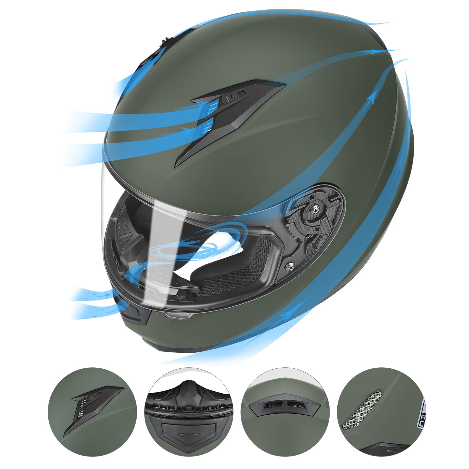 GLX GX11 Full Face Motorcycle Helmet with Tinted Visor (Camo, Small) 9y5bx