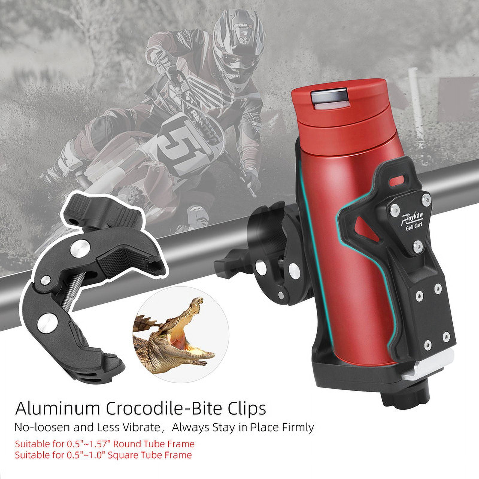 Roykaw Adjustable UTV Cup Holder for ATV Motorcycle and Bike Handlebars (Black, 32 oz Capacity) atrfq