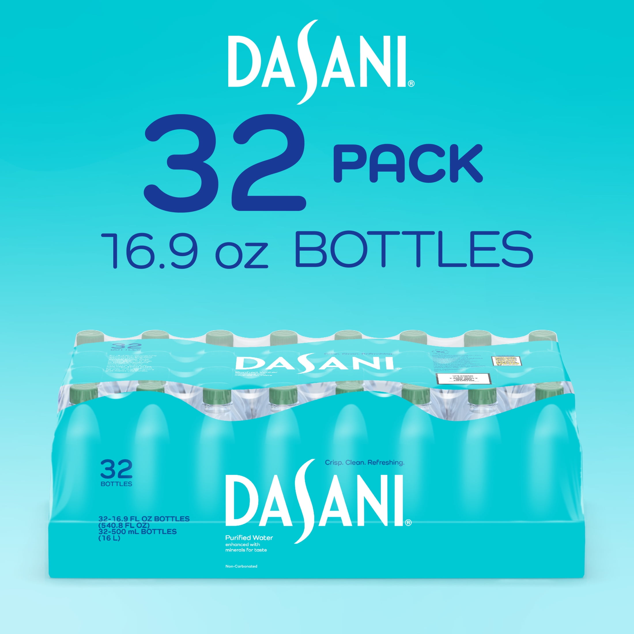Dasani Purified Water, Crisp and Clean Refreshment (Clear, 32 Pack, 16.9 fl oz) v0wq2
