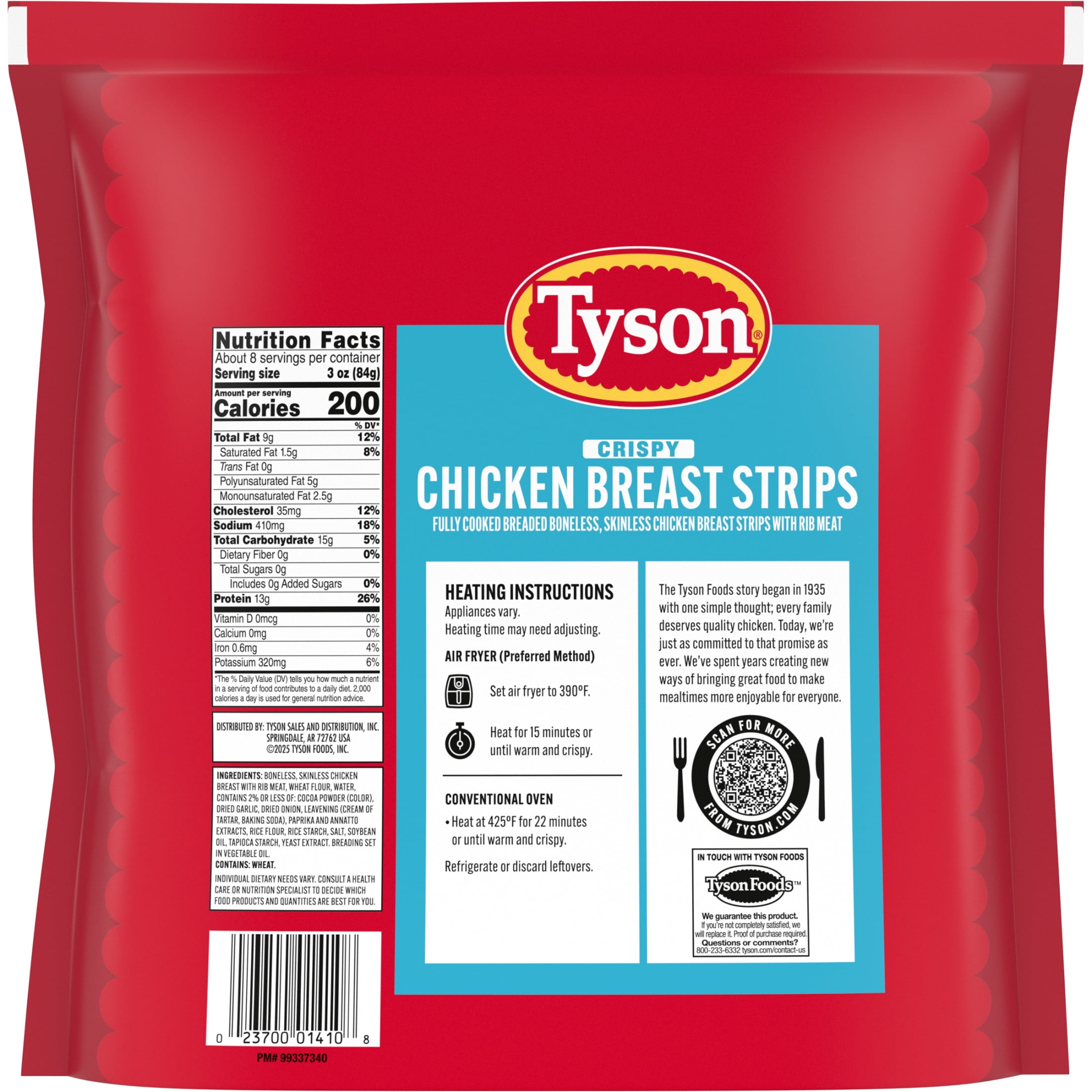 Tyson Crispy Chicken Breast Strips, Fully Cooked Frozen White Meat (25 oz) wx9o7