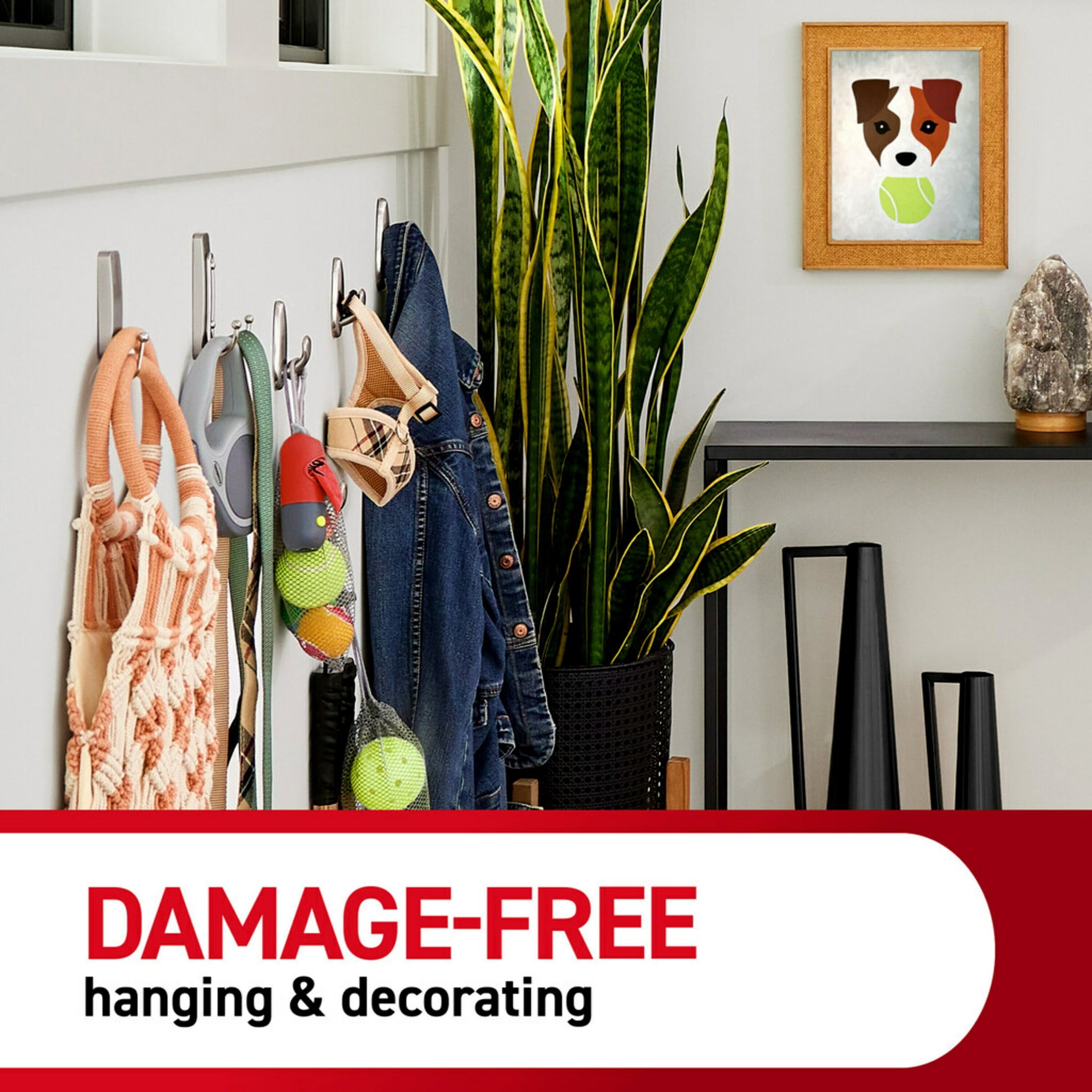 Command Large Double Wall Hooks, Damage-Free Adhesive Hanging, Brushed Nickel (3 Pack, 2 Hooks Per Pack) qhh0r