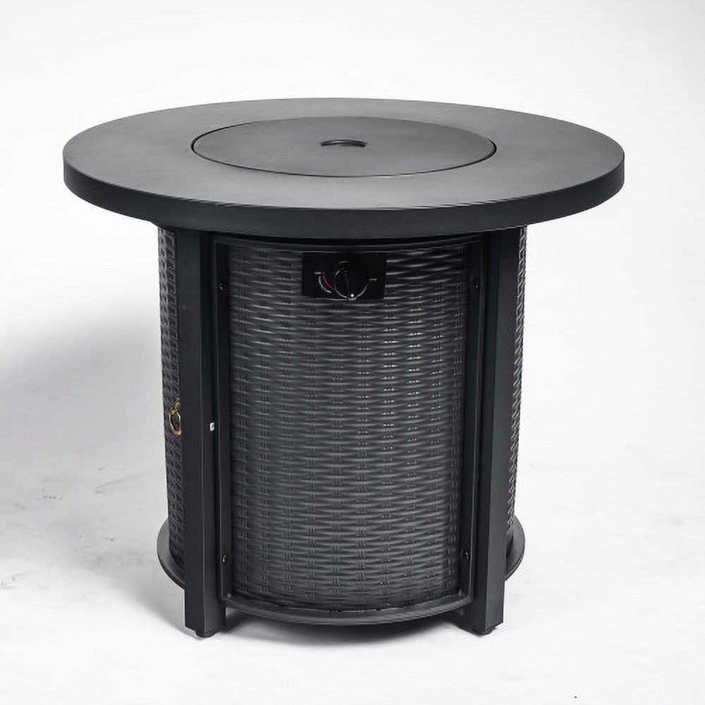 POVANLI 30 in Propane Gas Fire Pit Table, 50000 BTU Round Steel Outdoor Fireplace for Patio and Garden (Black, 30 in) dzrv2