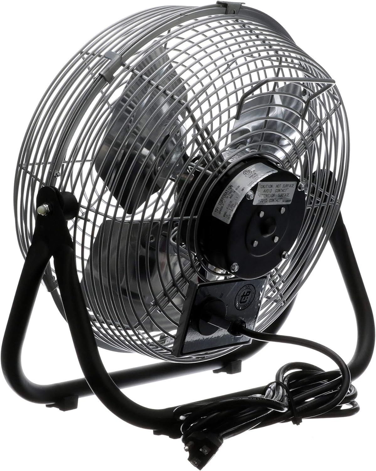 TPI Corporation Industrial Floor Fan, High-Velocity Air Circulator with 3-Speed Control (Silver, 12 in) w1usp