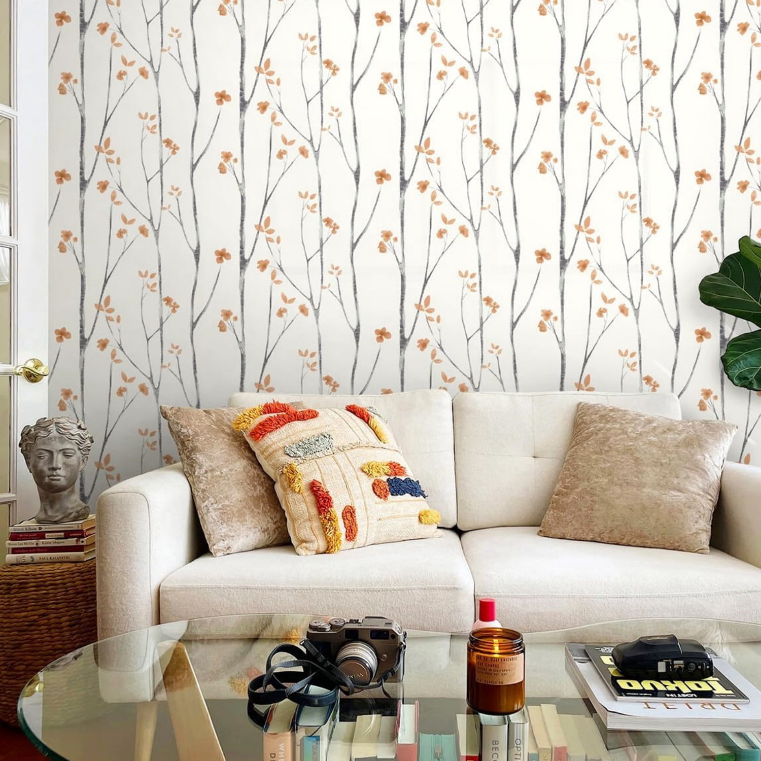 Generic Peel and Stick Wallpaper Self-Adhesive Vinyl Roll for Wall Decor (Orange, 16.14 in x 393.7 in) 4wg91