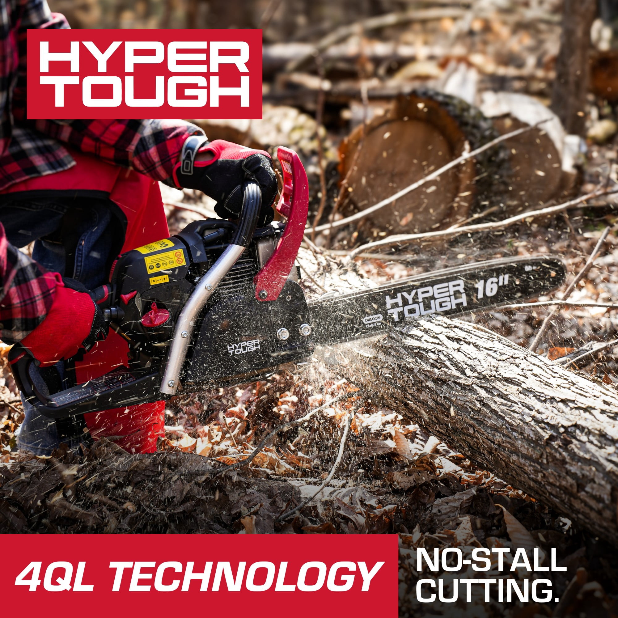 Hyper Tough 16 in 46cc 4-Cycle Gas Powered Chainsaw (Red, 16 in) h7dup