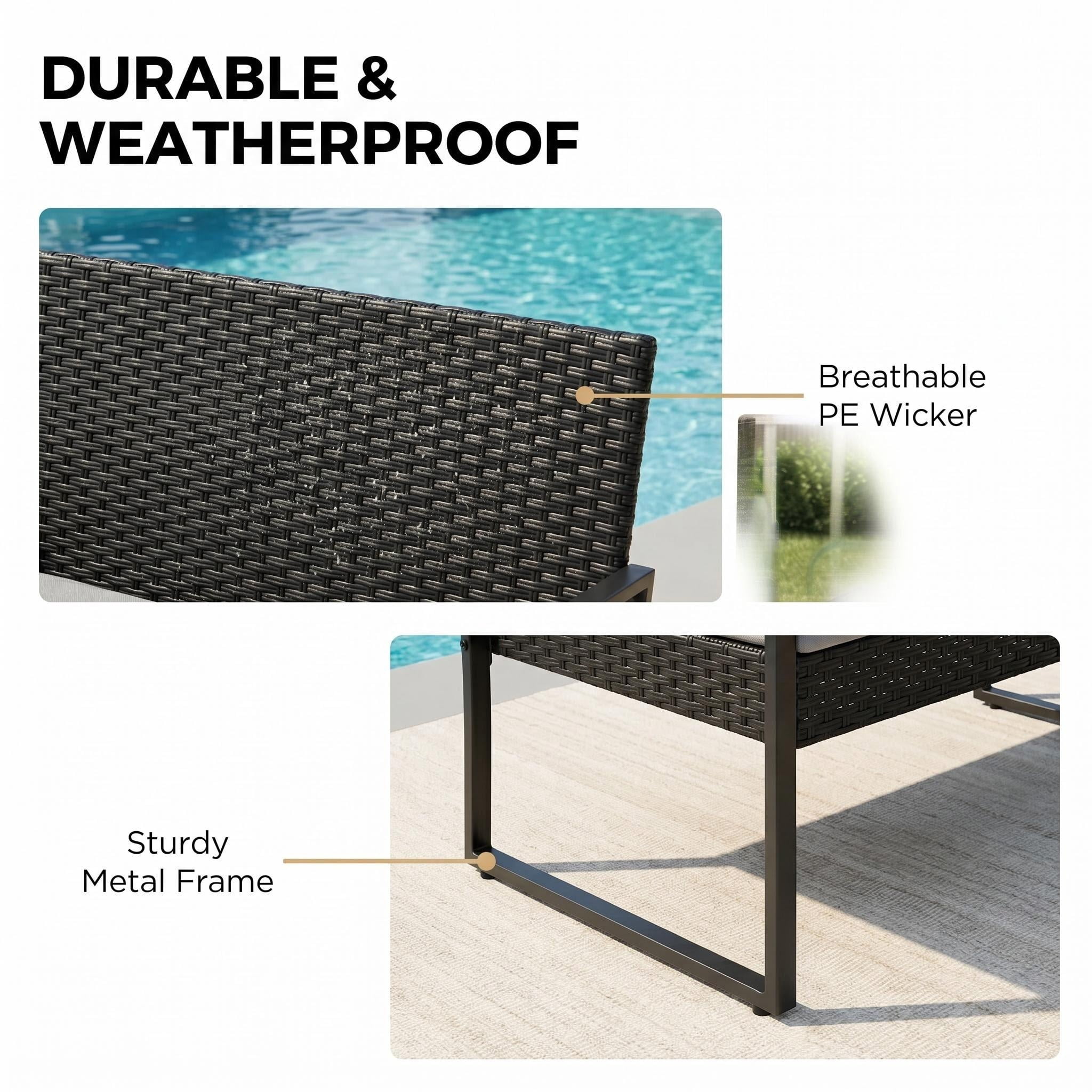 Lofka 4-Piece Outdoor Patio Furniture Set with Coffee Table and Cushions (Gray, 4-Piece Set) z0uix