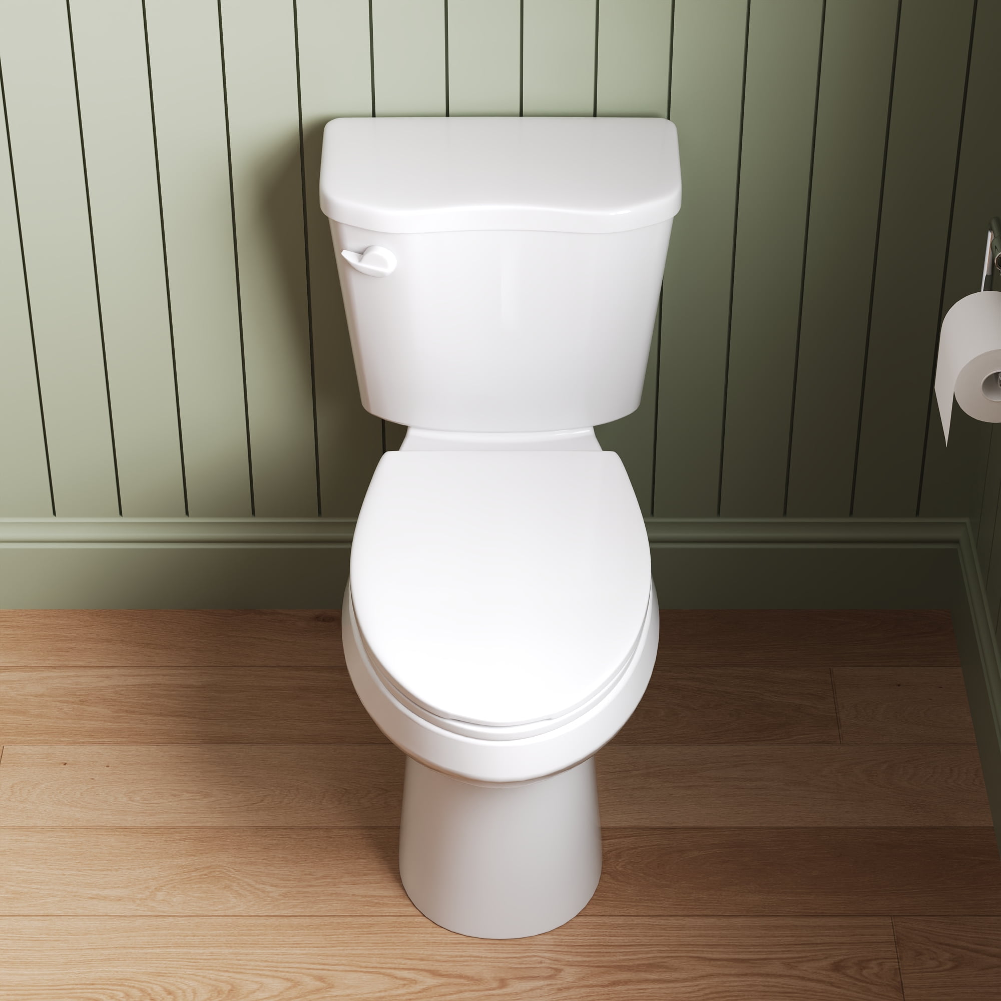 DeerValley 2-Piece Elongated Chair Height Toilet with Soft Close Seat (White, 1.28 GPF) 7mrc5