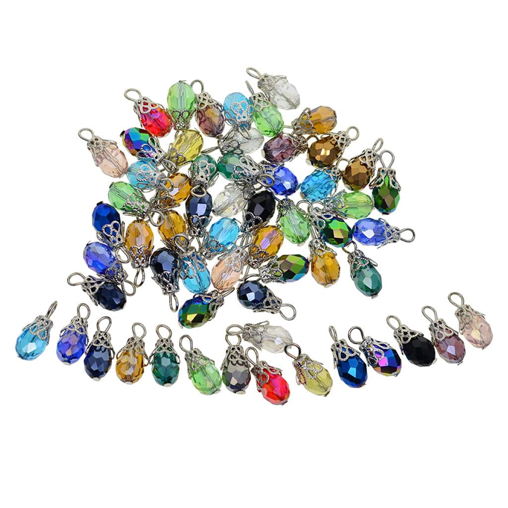 YIJU Crackle Glass Beads for Jewelry Making (Assorted Colors, 50 Pieces) 93omd