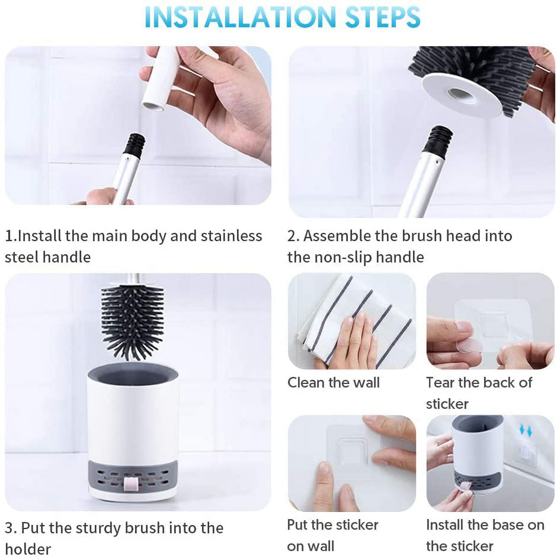 Sugarday Toilet Bowl Brush and Caddy Holder Set with Tweezers (White) cgnqk
