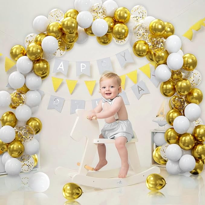 Nanaborn Party Balloon Set with Confetti for Birthday and Graduation Decorations (Gold, 30 Pack, 12 in) xsik8
