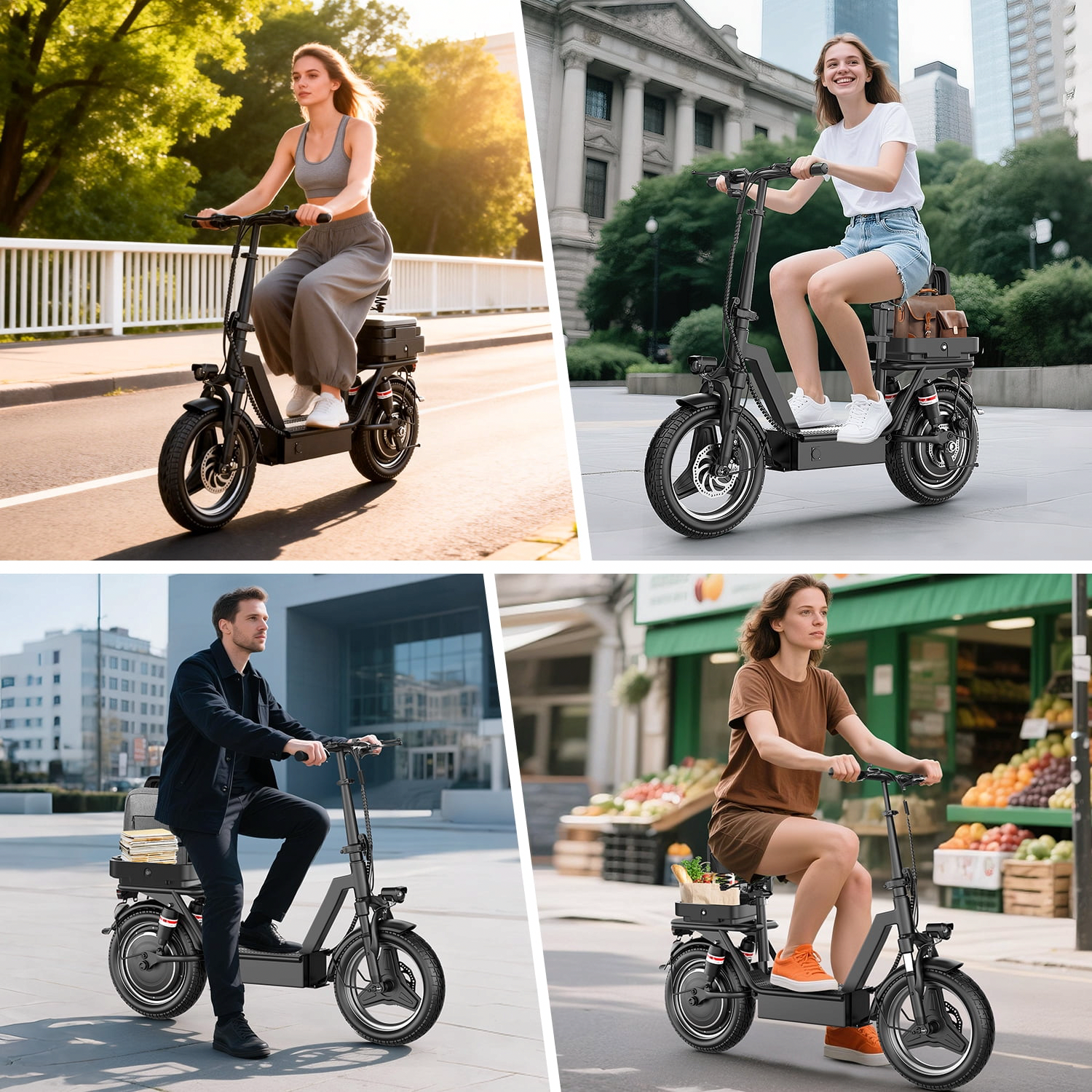 PostJoy 1200W Electric Scooter with Seat for Adults, Long-Range Commuter, Foldable Design (Black, 14 in Tire) u92o6