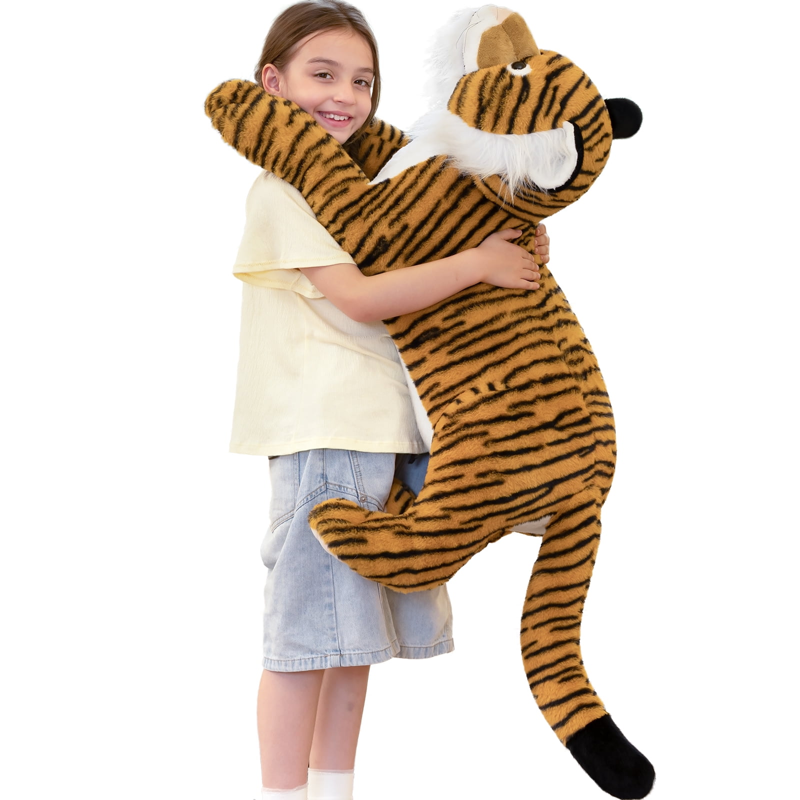 MorisMos Giant Tiger Stuffed Animal Realistic Large Plush Toy (Brown, 43 in) 0x8od