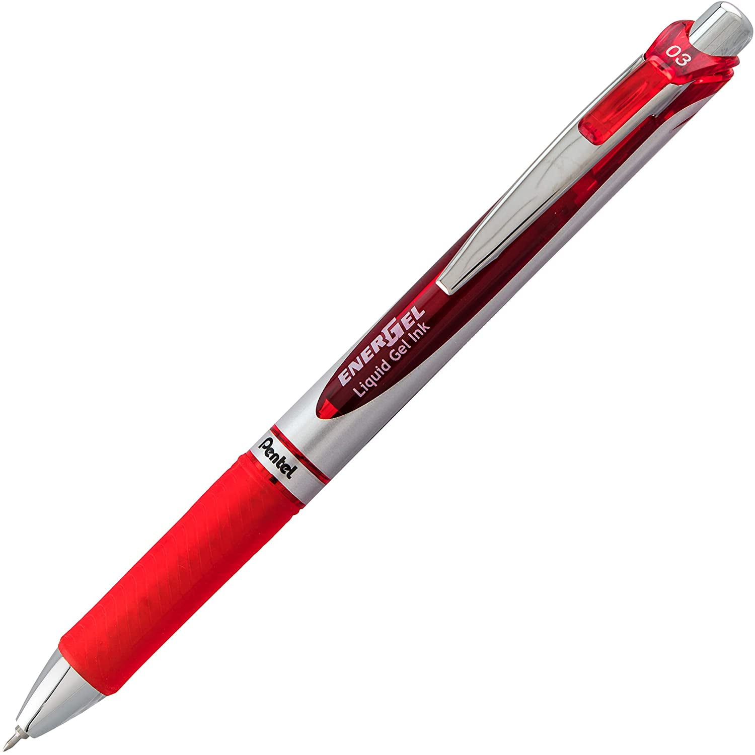Pentel EnerGel RTX Retractable Gel Pen, Extra Fine Needle Tip, Smooth Writing, Red Ink (2-Pack, 0.012 in) bcarr