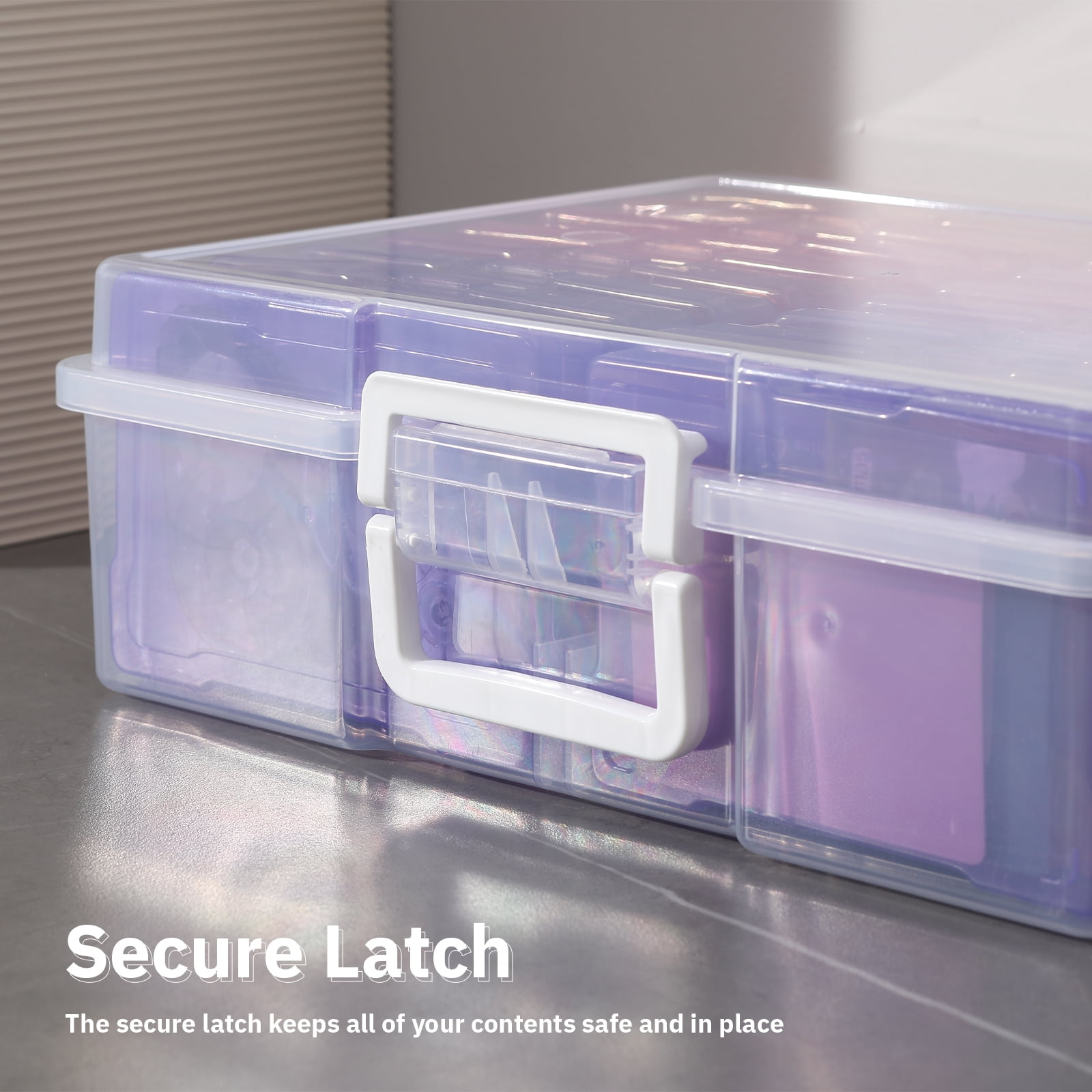 Novelinks Photo Storage Organizer Box with 16 Inner 4 in x 6 in Cases (Pink and Purple, 16-Piece Set) 1x6xw