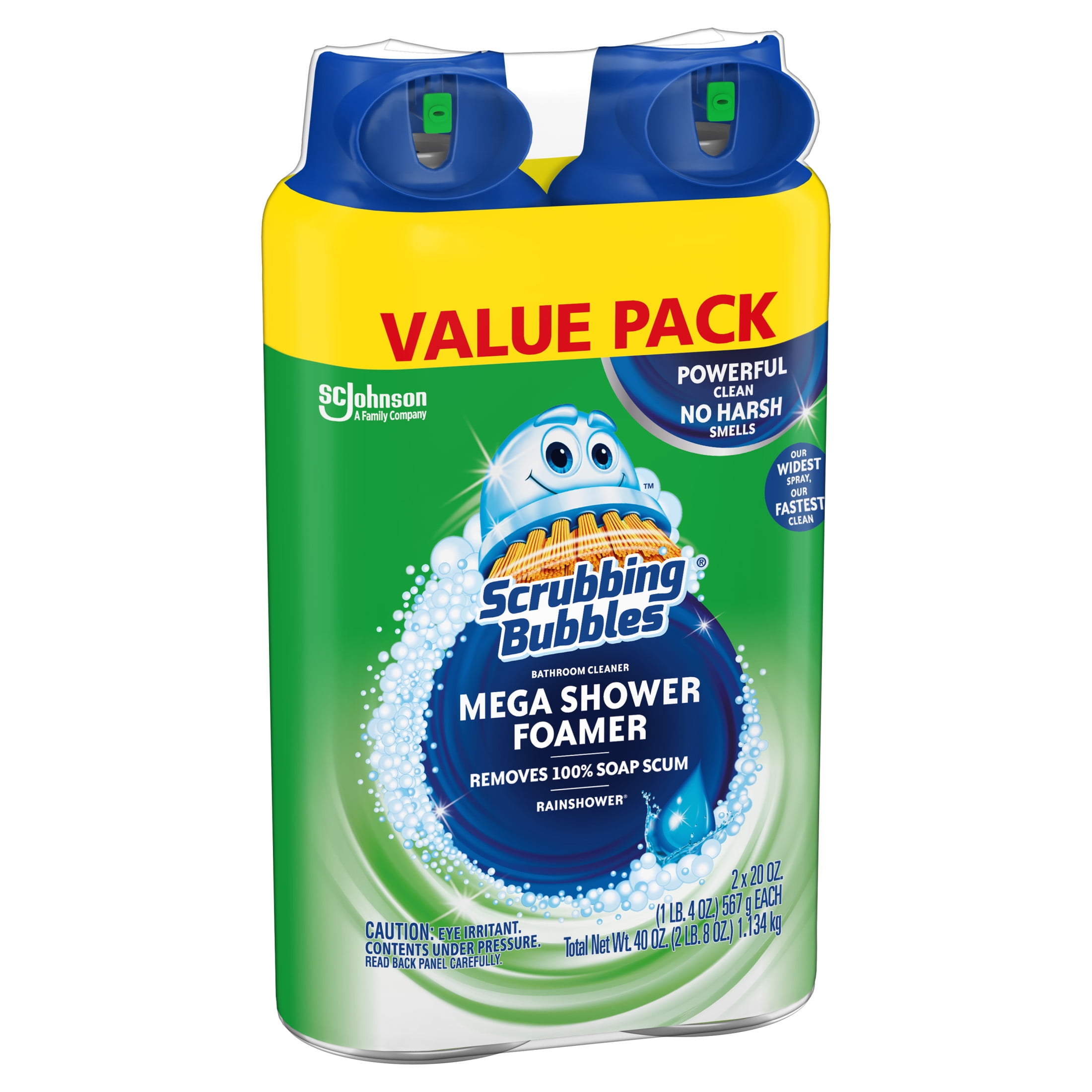 Scrubbing Bubbles Mega Shower Foamer Bathroom Disinfectant Cleaner, Rainshower Scent (20 oz, 4 Pack) gj8p7