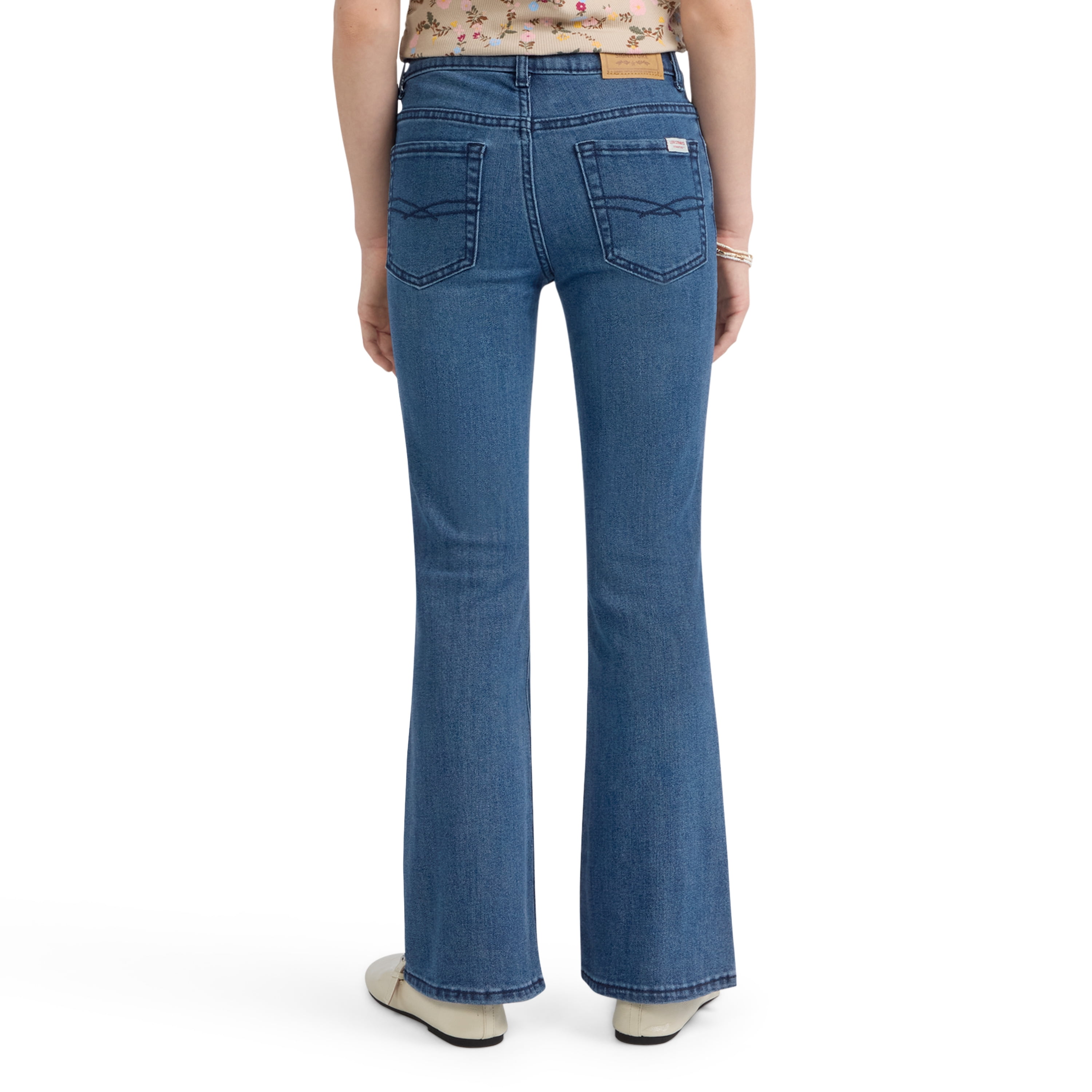 Levi Strauss Signature Girls Butterfly Embroidered Flare Jeans (Blue, Size 5-18) 3gww5