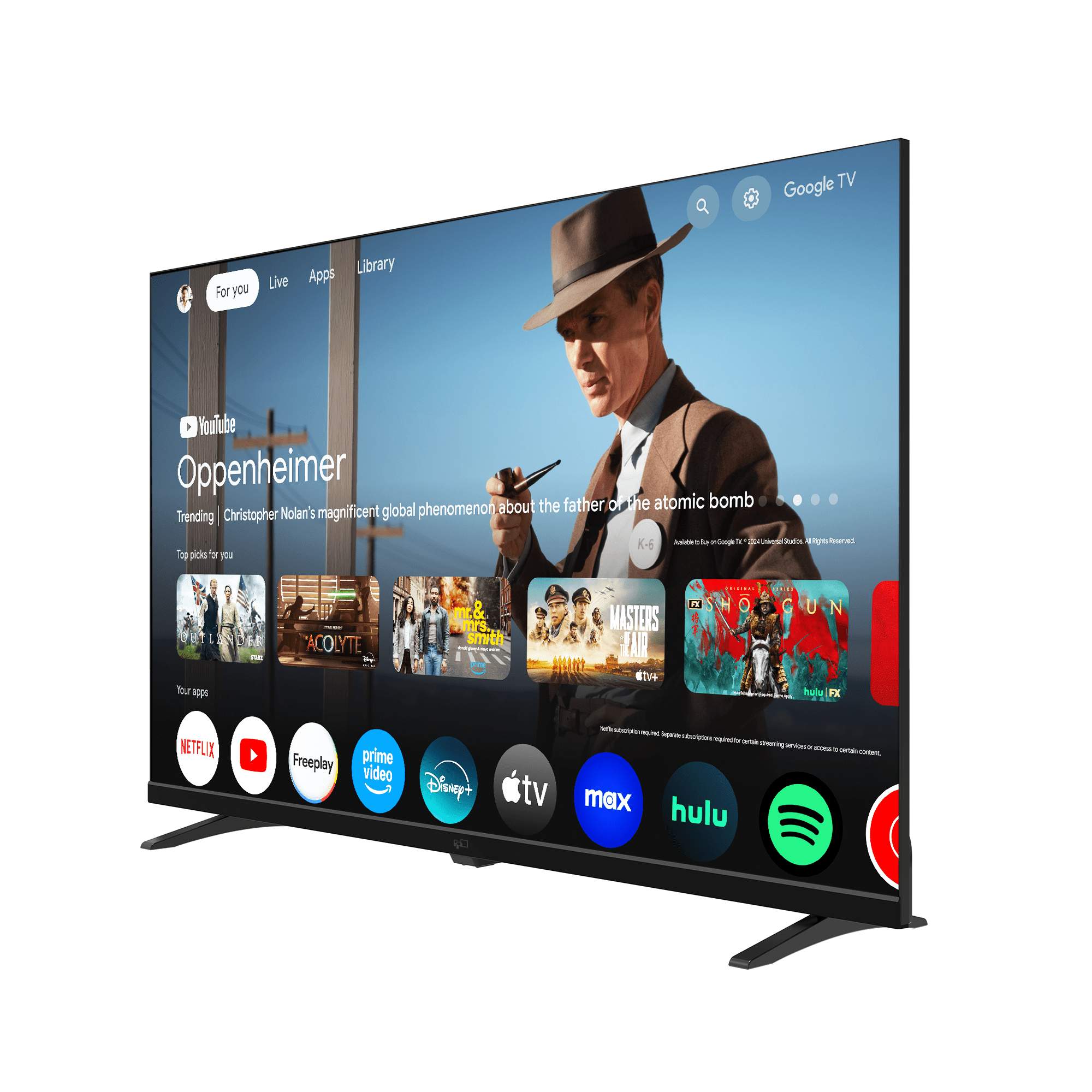 FPD 40-inch Smart TV, 1080p FHD LED Google TV with HDR10, Dolby Audio, and Voice Control (Brown, 40 in) 52m0j