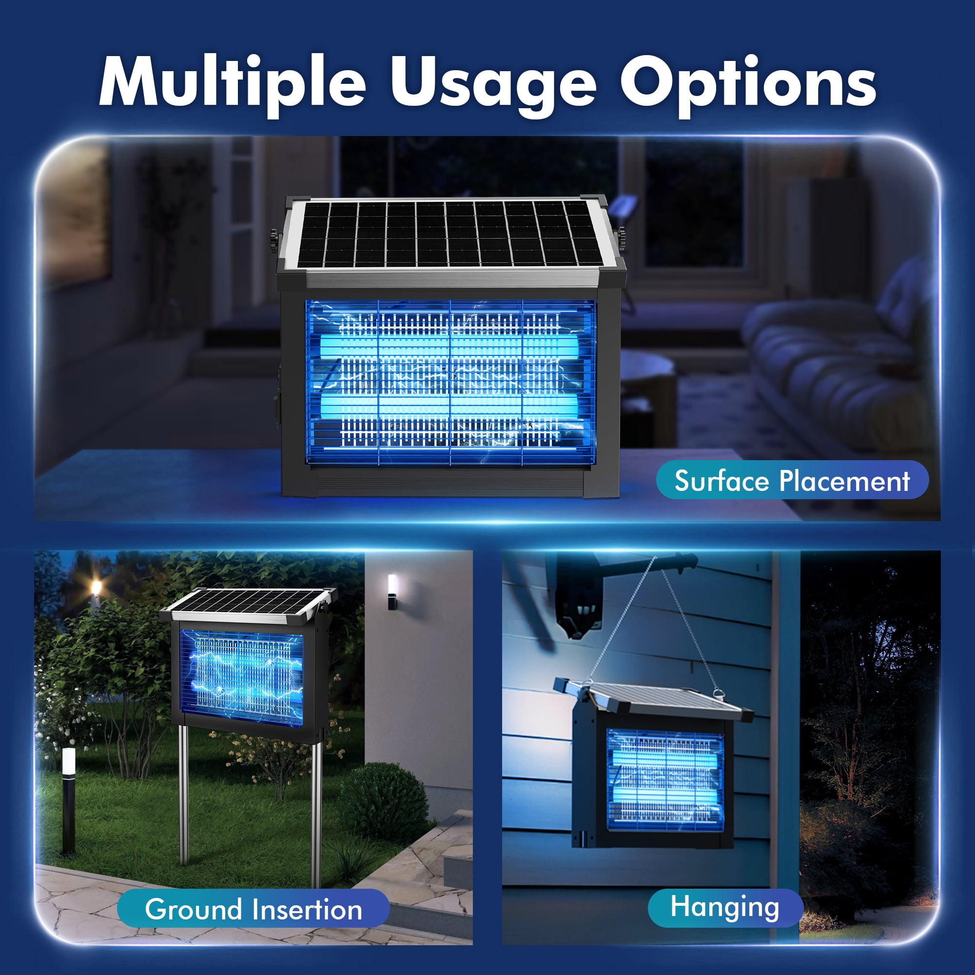 REPPISS Solar Bug Zapper Outdoor, Waterproof Mosquito & Fly Killer Lamp for Garden and Patio (1 Acre Coverage) cyn8r