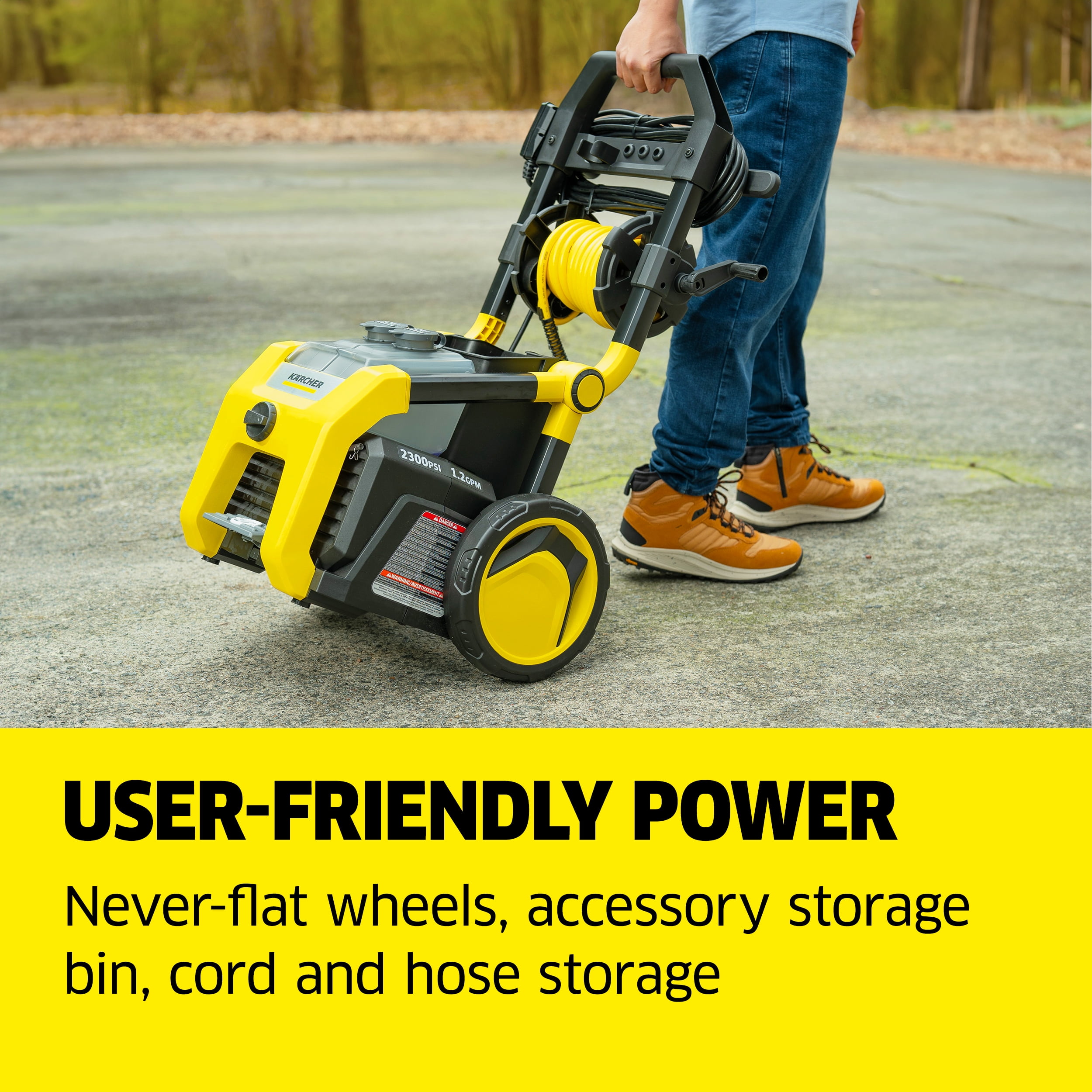 Karcher K2300PS Electric Pressure Washer with Hose Reel and 4 Spray Nozzles (2300 PSI, 1.2 GPM) u9vuo