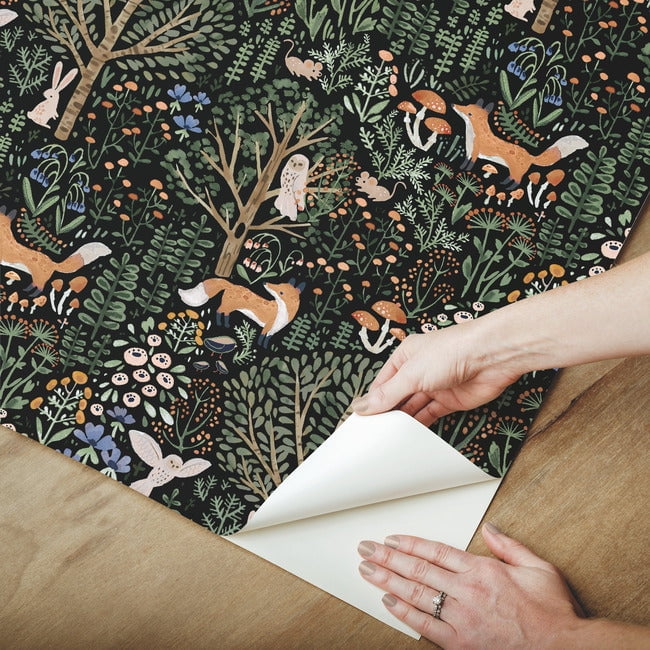 RoomMates Clara Jean Folklore Forest Peel & Stick Wallpaper (Brown, 17 in x 16.5 ft) qyeto