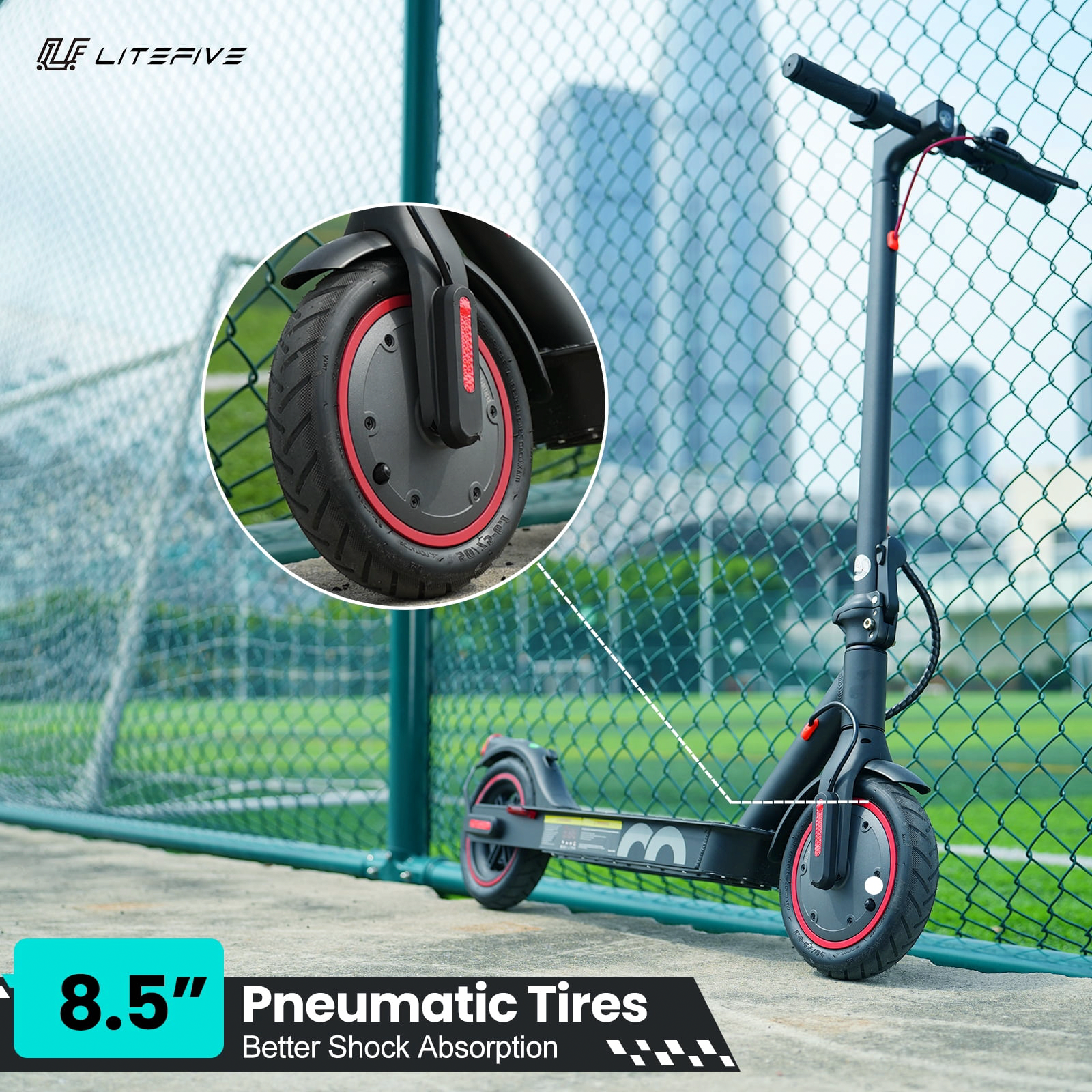 LiteFive LF3 Electric Scooter for Adults, Portable Foldable Commuter E-Scooter with 350W Motor (Black, 26 lb) f8jus