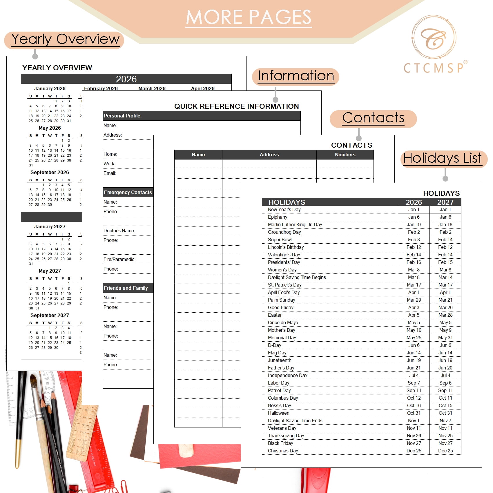 CTCMSP 2026-2027 Academic Planner Weekly and Monthly Organizer with Hardcover and Spiral Binding (Green, 6.3 in x 8.5 in) ecprw