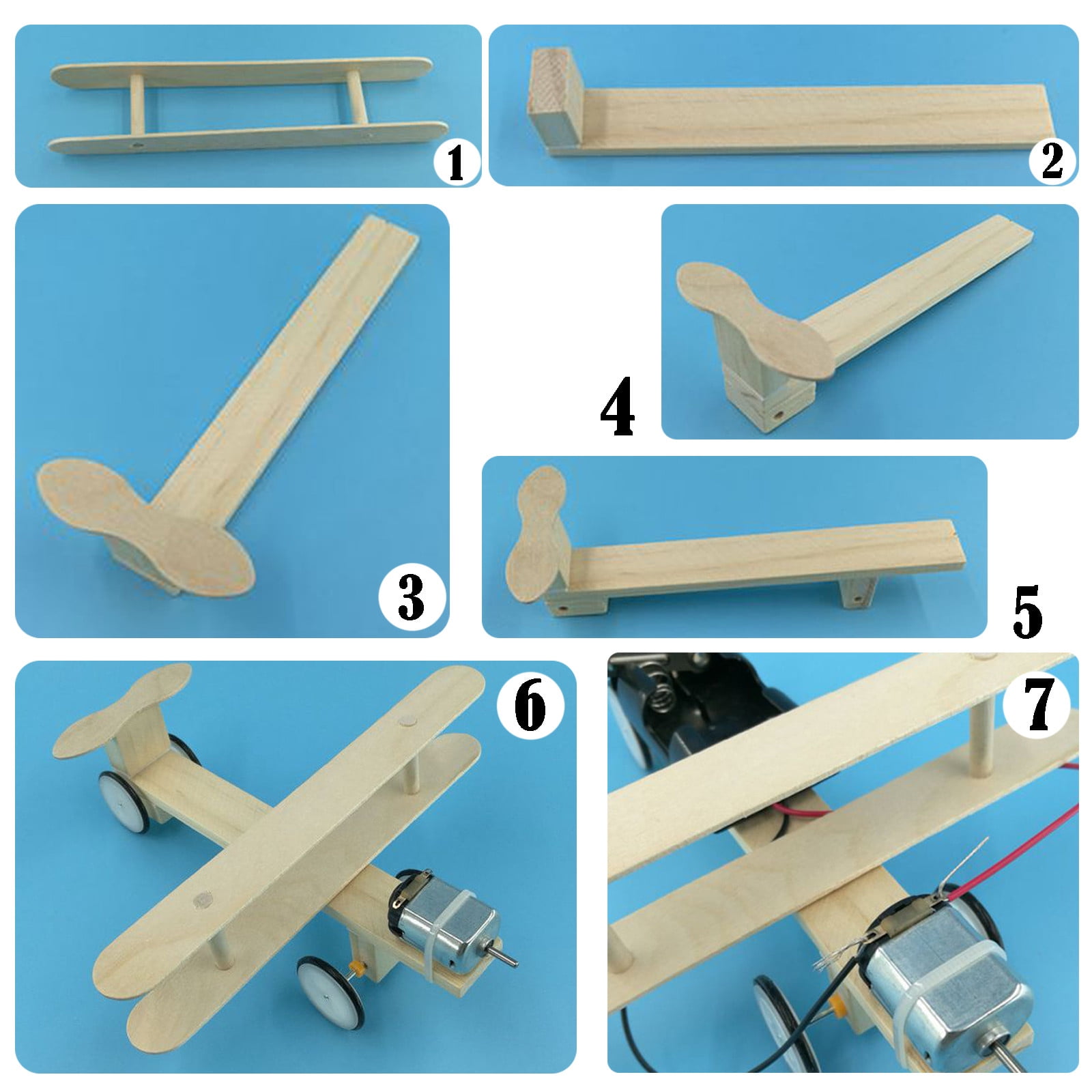 Rexchip Store STEM Wooden Construction Kit 3D Building Blocks DIY Mechanical Models (Natural Wood, 1 Set) xbsvo