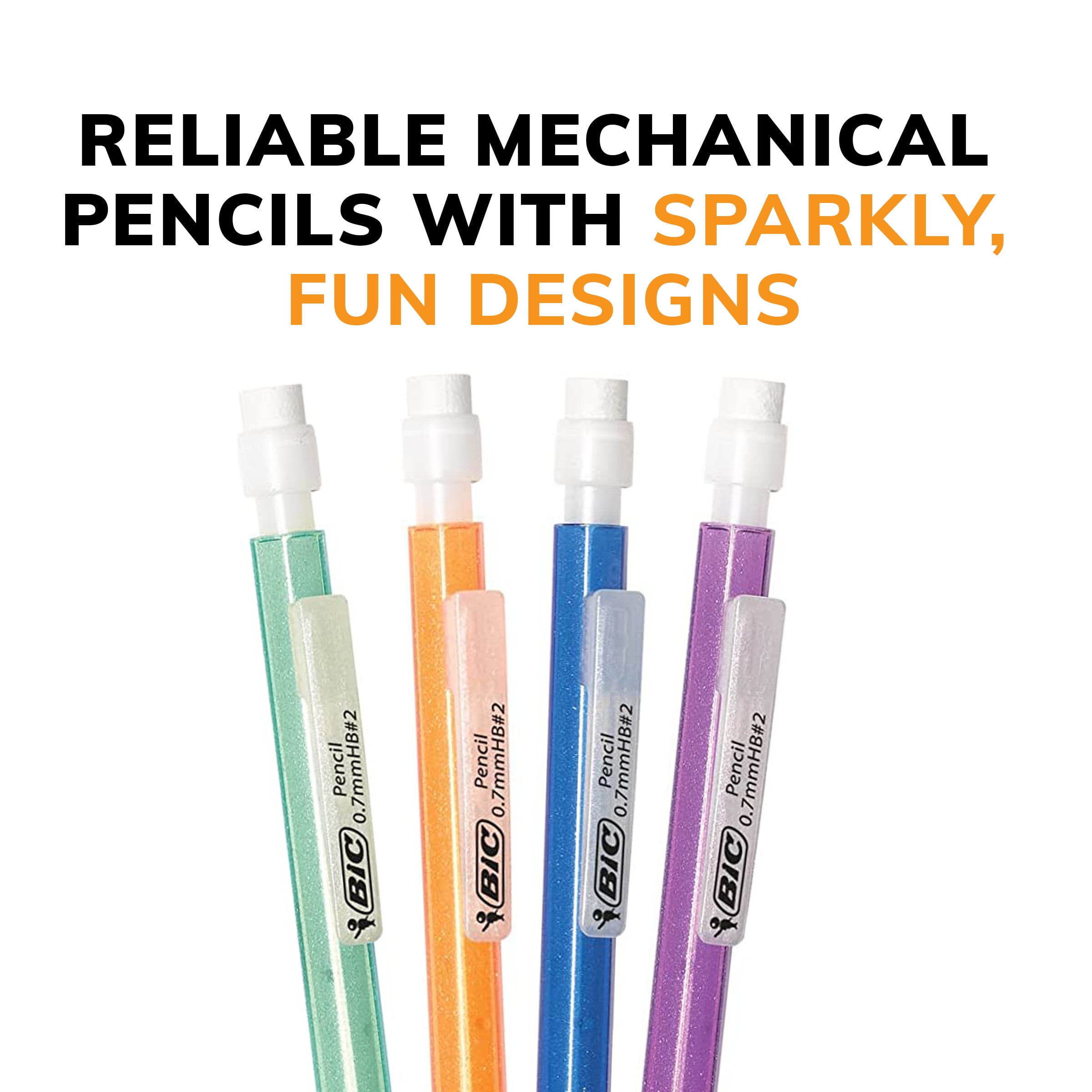 BIC Xtra Sparkle Mechanical Pencils, No. 2 Lead, Refillable Design (Black, 24-Count) wov1i