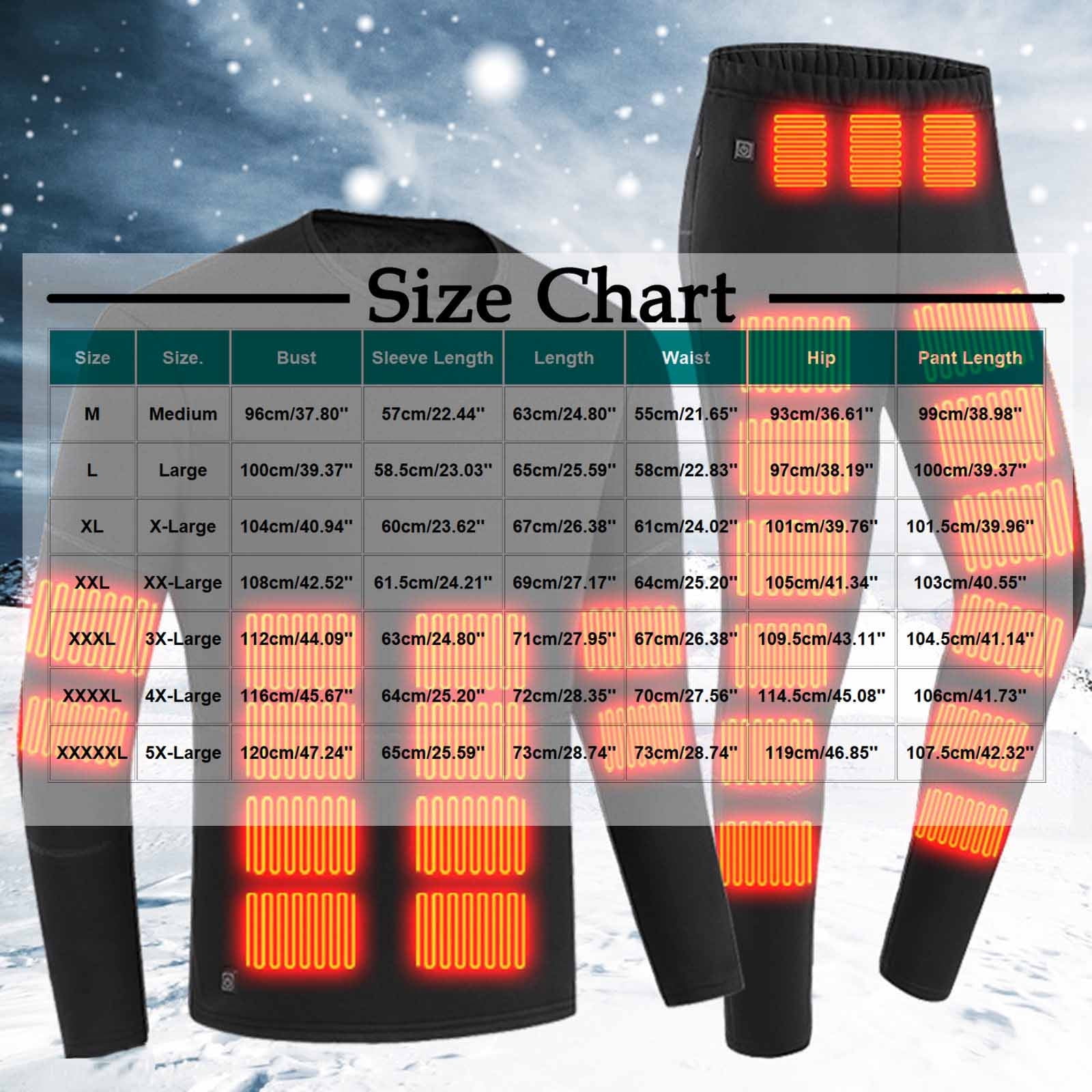 Maqroz Mens Heated Thermal Underwear Set (Black, Large) Long Sleeve Crewneck Top and Leggings Base Layer 8cw52