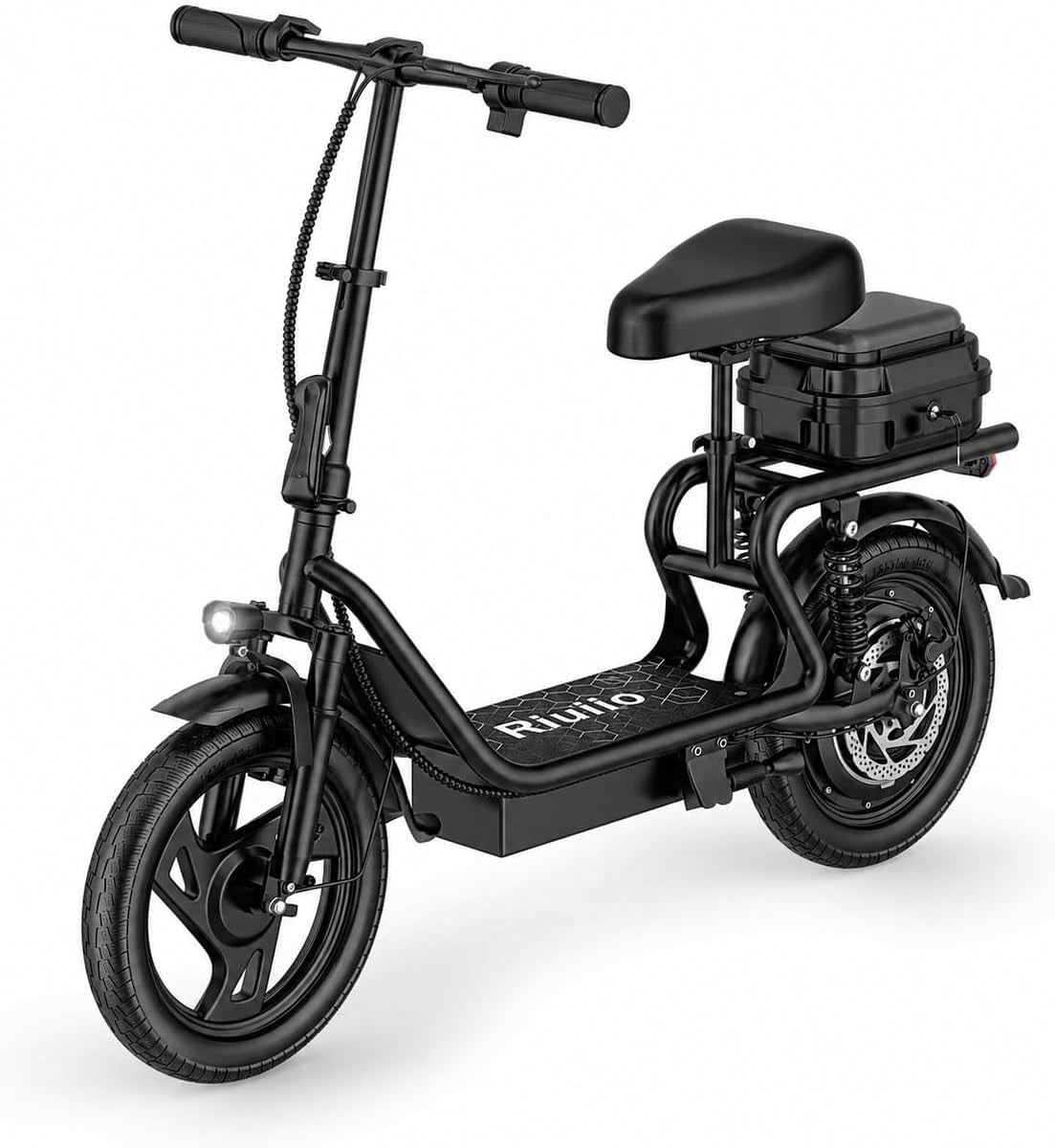 Generic Electric Scooter Commuter E-Scooter with Seat and Storage (Black, 264 lb Capacity) wipc3