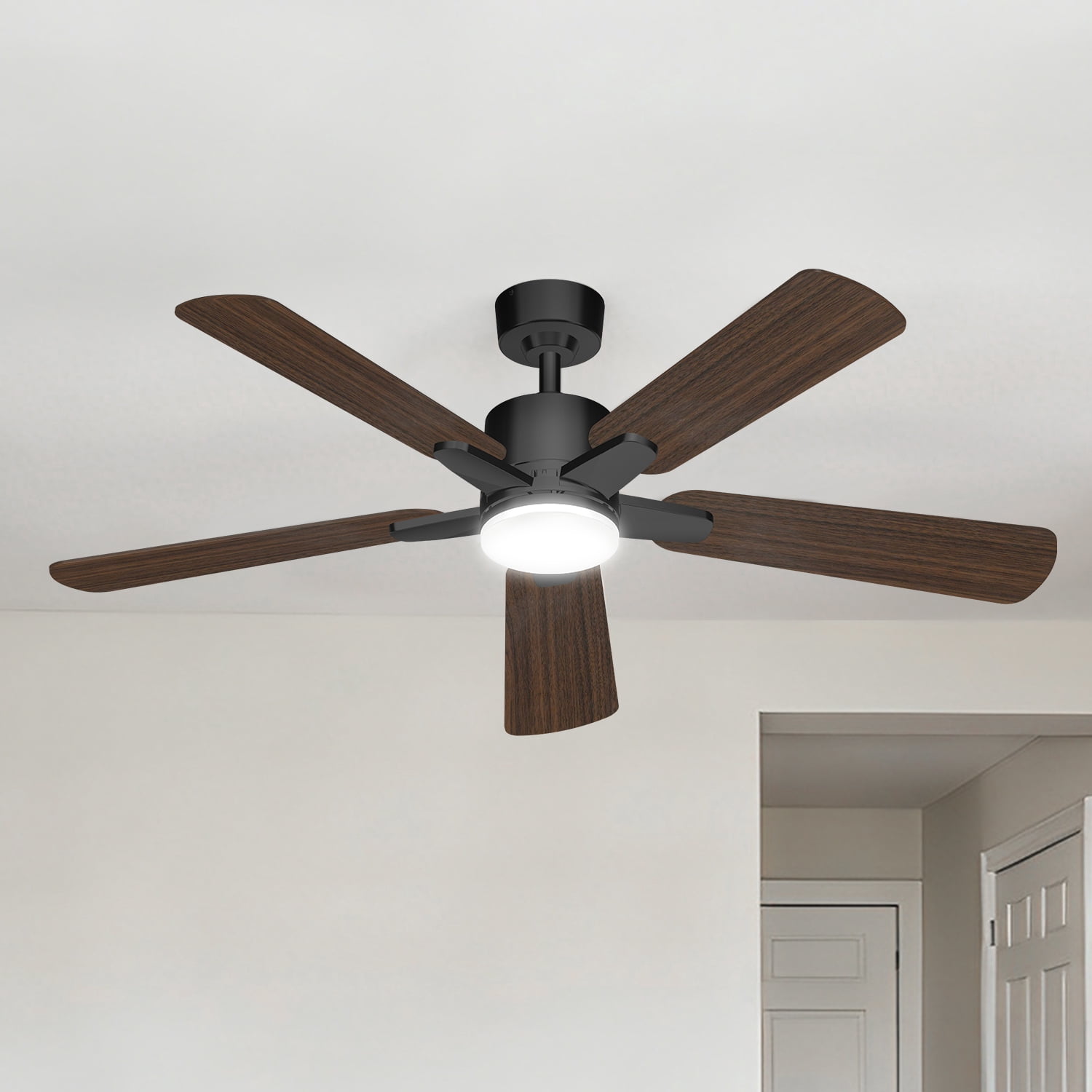 Mainstays 52 in Ceiling Fan with LED Light and Remote Control (Black, 52 in) 9j74a