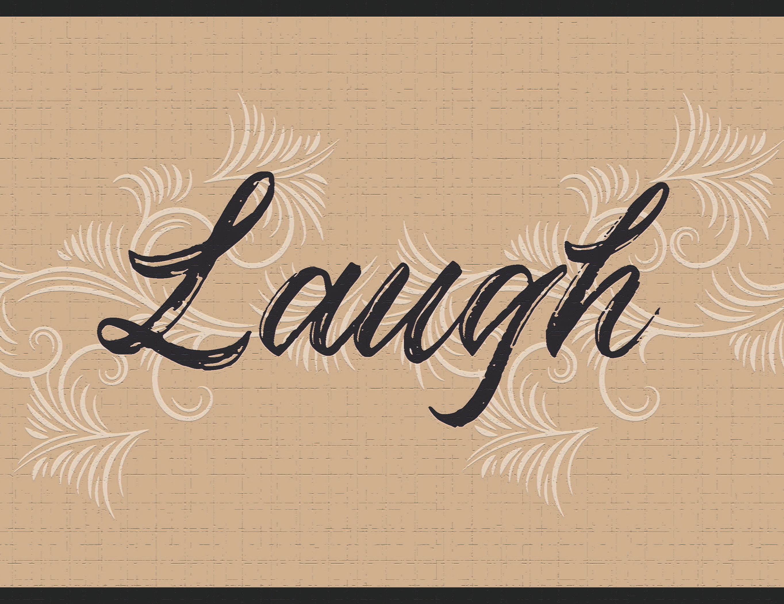 Dundee Deco Peel and Stick Wallpaper Border, Retro Live Love Laugh Design (Black and Off-White, 15 ft x 7 in) az8xb