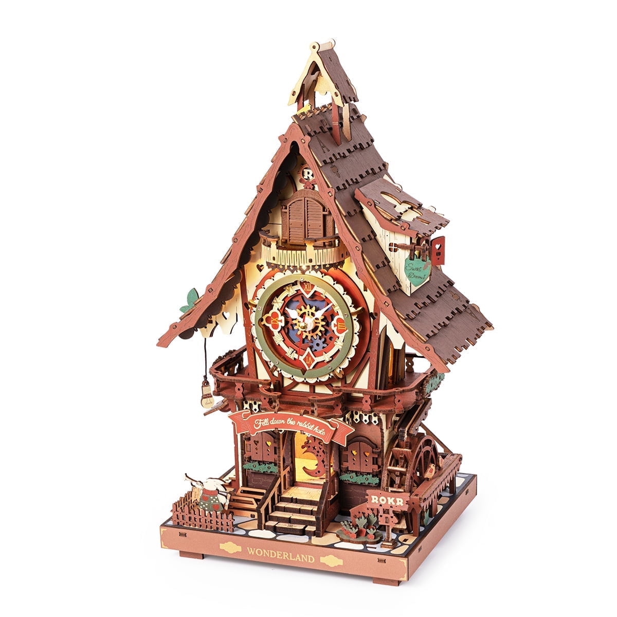 ROKR Cuckoo Clock Mechanical 3D Wooden Puzzle (Colorful, 12 in x 8 in) rq06t