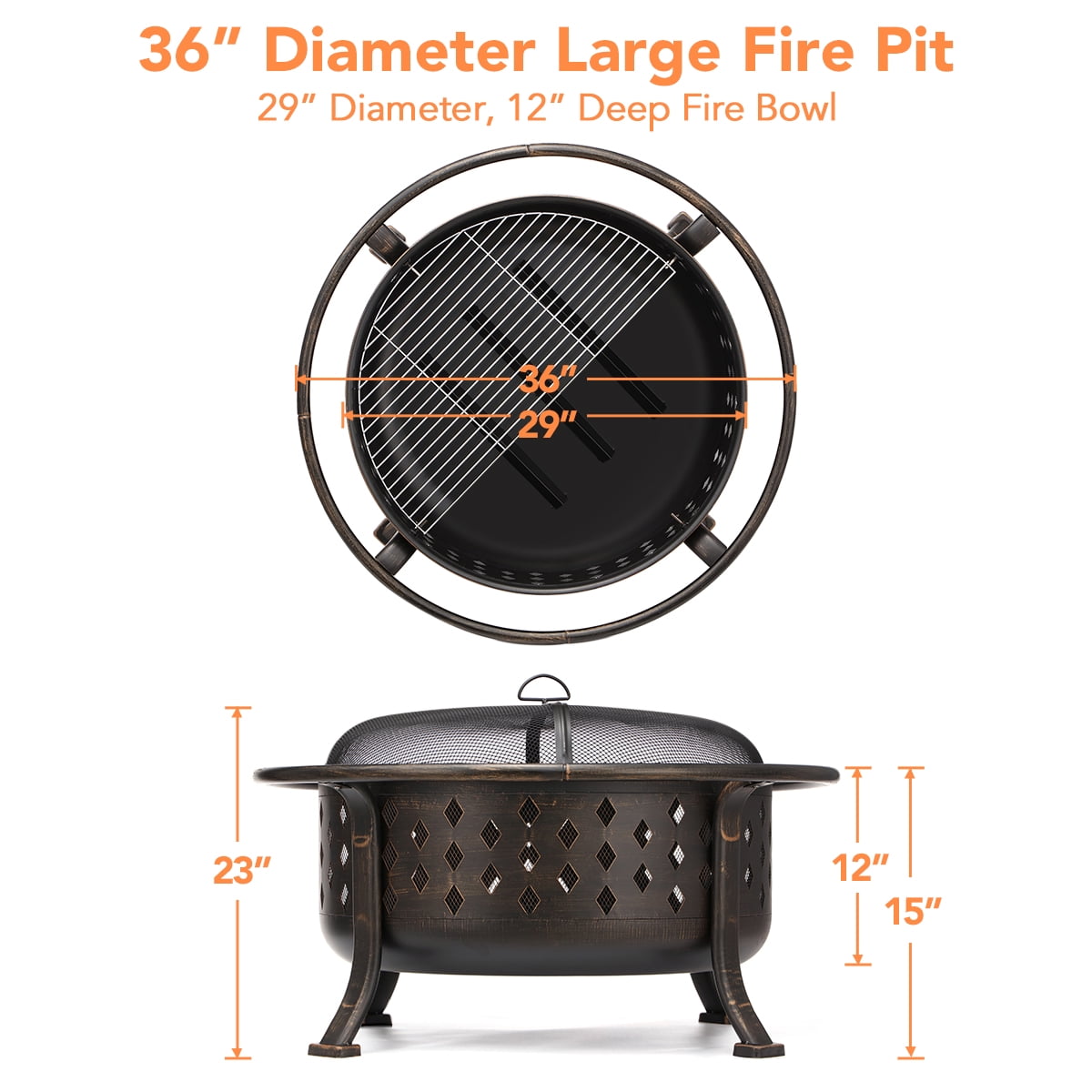 KingSo Wood Burning Fire Pit for Outdoor Patio and Backyard (Oil-Rubbed Bronze, 36 in) z9ys8