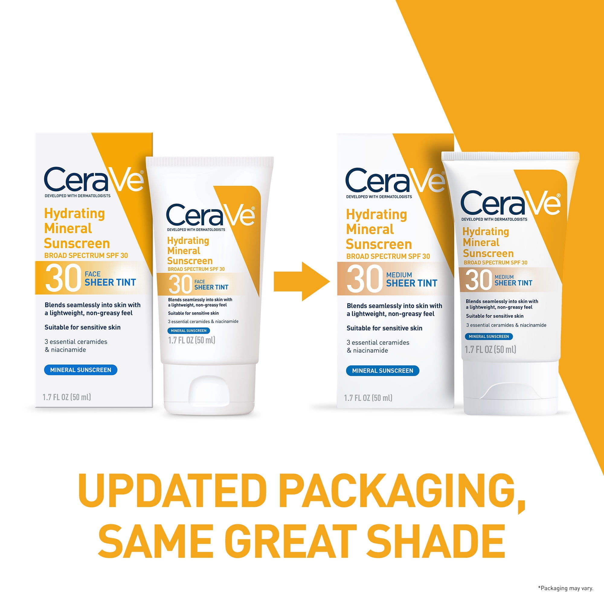CeraVe Hydrating Mineral Sunscreen SPF 30 Face Lotion with Sheer Tint (Beige, 1.7 fl oz) 20vhv