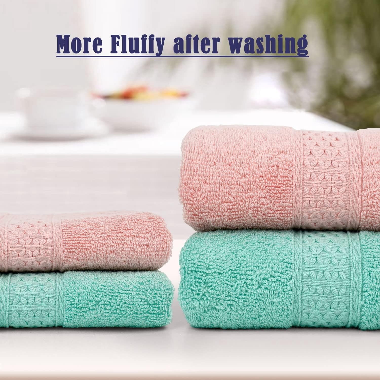 Zhao.Fu Cotton Hand Towels Set, Ultra-Soft Absorbent Bathroom Towels (Pink, 6-Pack, 29 in x 13 in) mzfsf