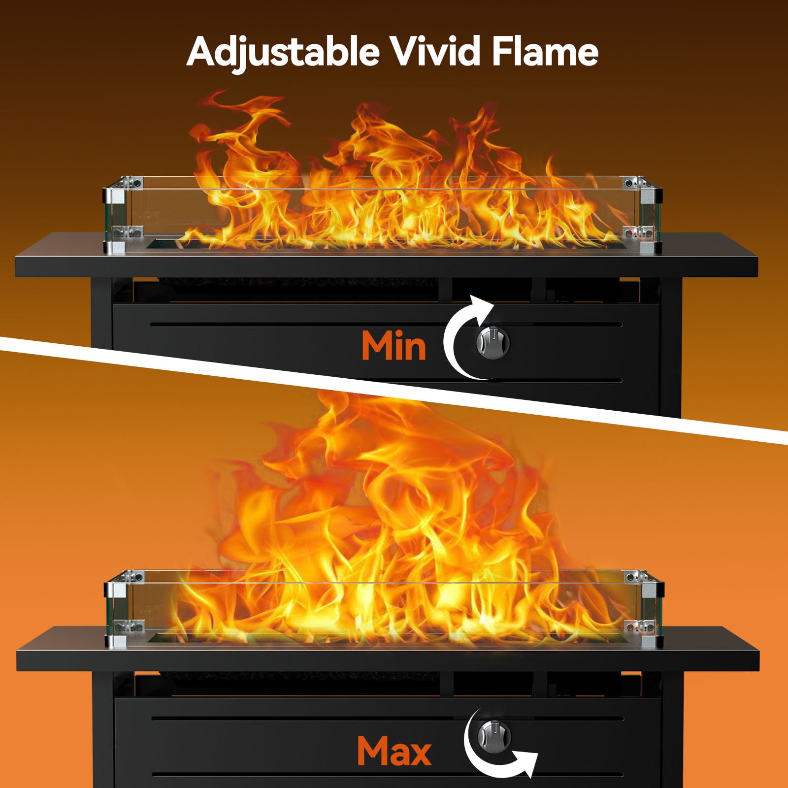 Philergo Rectangle Tempered Glass Fire Pit Wind Guard (Clear, 31.3 in x 13.58 in) aixs3