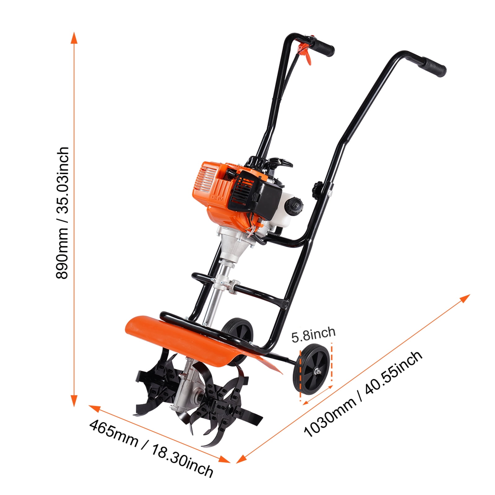 KFFKFF 31CC 4-Stroke Gas Garden Tiller, Adjustable 4-Tine Cultivator for Lawn and Soil (13.38 in Width) wqeep
