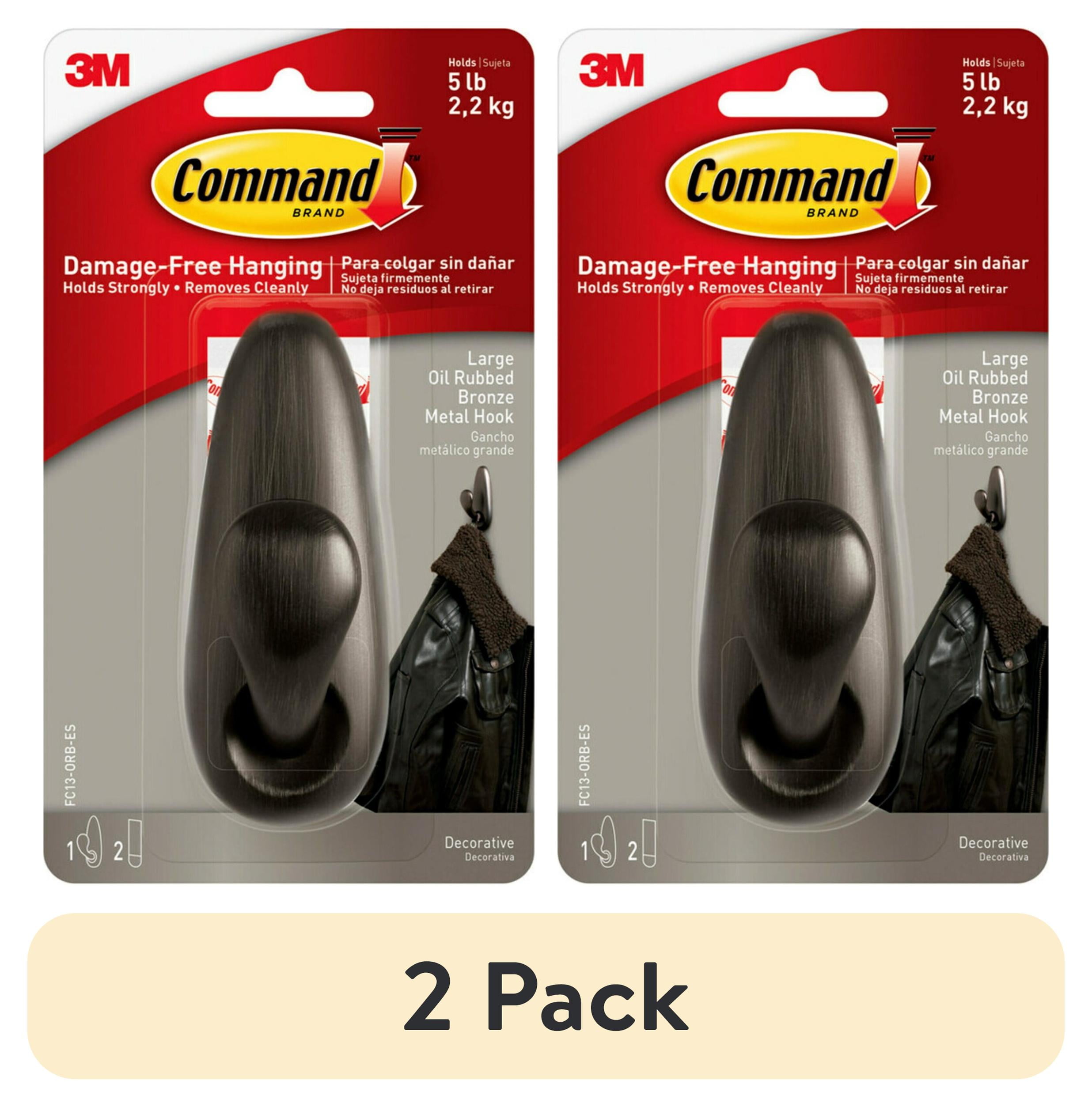 Command Forever Classic Large Metal Hook, Damage-Free Adhesive Wall Hanger, Oil Rubbed Bronze (1 Pack) q2nge
