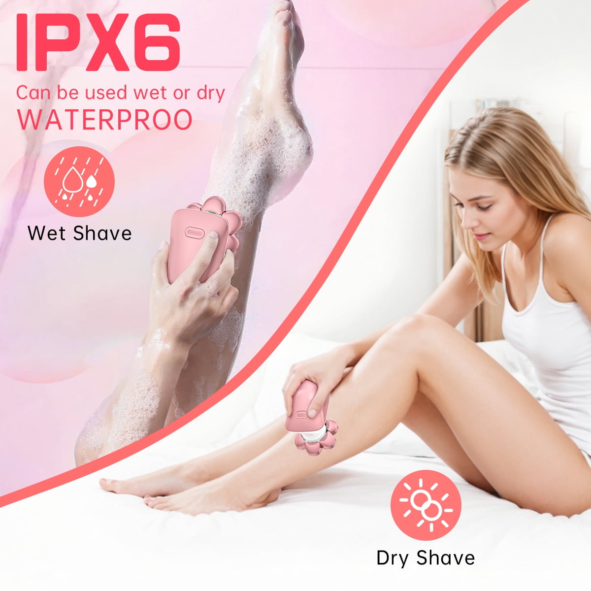 Cshidworld 5-in-1 Electric Shaver for Women, Rechargeable Wet/Dry Hair Removal Kit for Face and Body (Pink, 1 Count) 9yshe